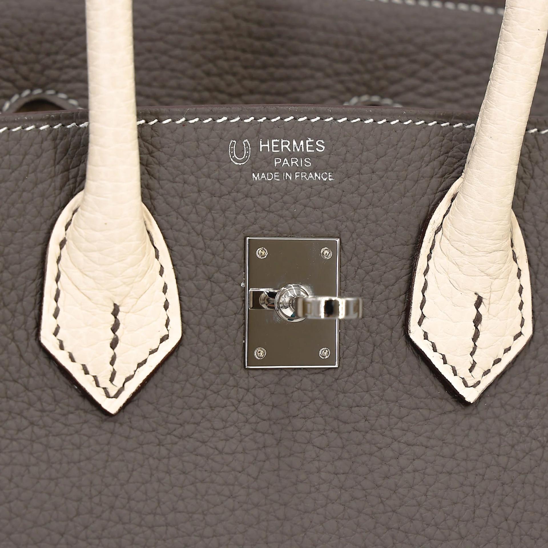 ランク SA HERMÈS エルメス スペシャルオーダー バーキン25 エタン (8F) ベトン (8L) トゴ シルバー金具 D刻印 (2019) - 21