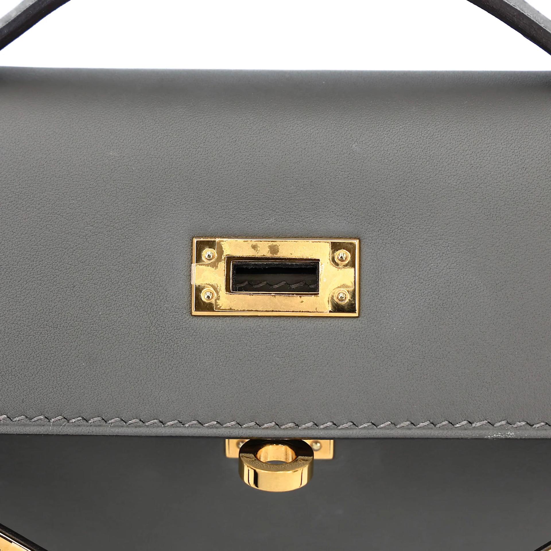 Excellent ( Rank SA ) HERMÈS Kelly Pochette Gris Meyer (0L) Swift Gold hardware U (2022) - 10