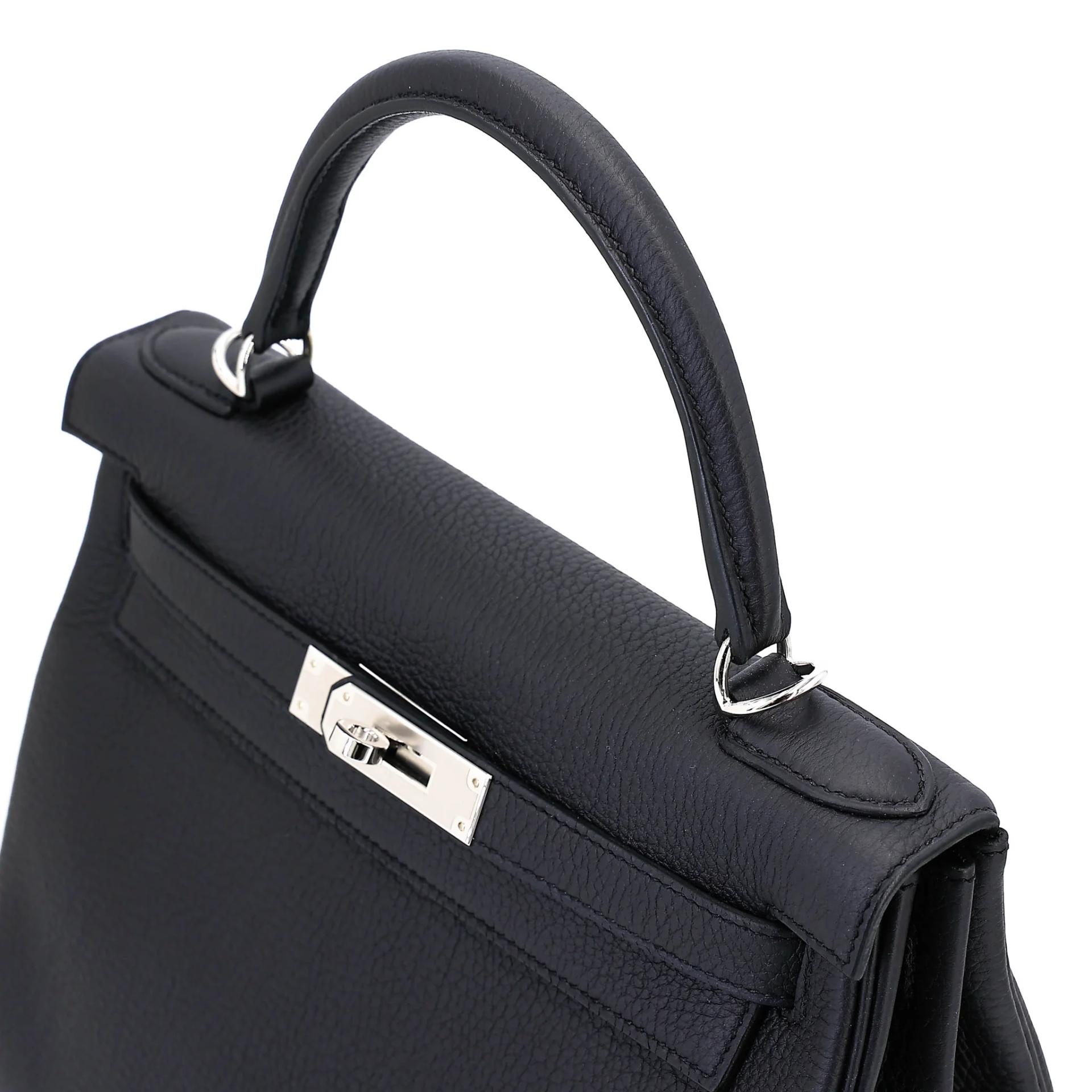 Unused ( Rank NS ) HERMÈS Kelly 28 Noir (89) Togo Palladium hardware K (2025) - 3