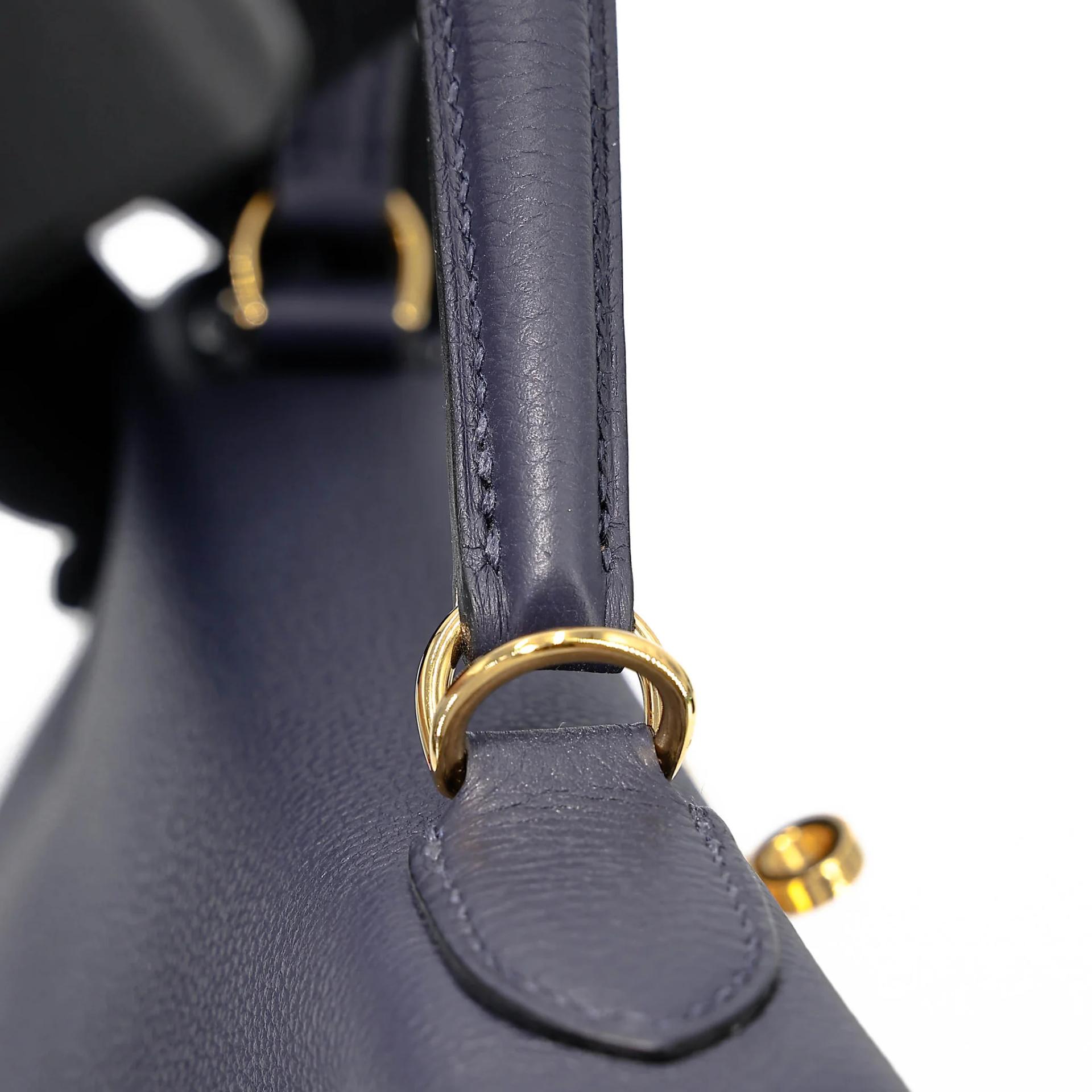 ランク A HERMÈS エルメス ケリー28 ブルーニュイ (2Z) トゴ ゴールド金具 A刻印 (2017) - 8