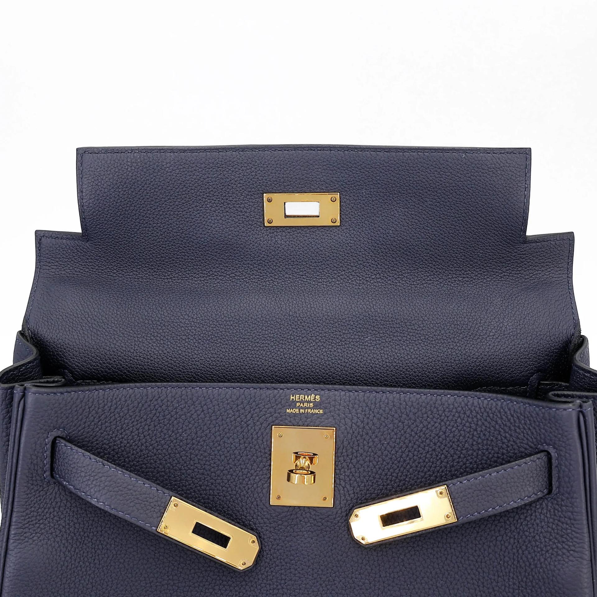 ランク A HERMÈS エルメス ケリー28 ブルーニュイ (2Z) トゴ ゴールド金具 A刻印 (2017) - 15