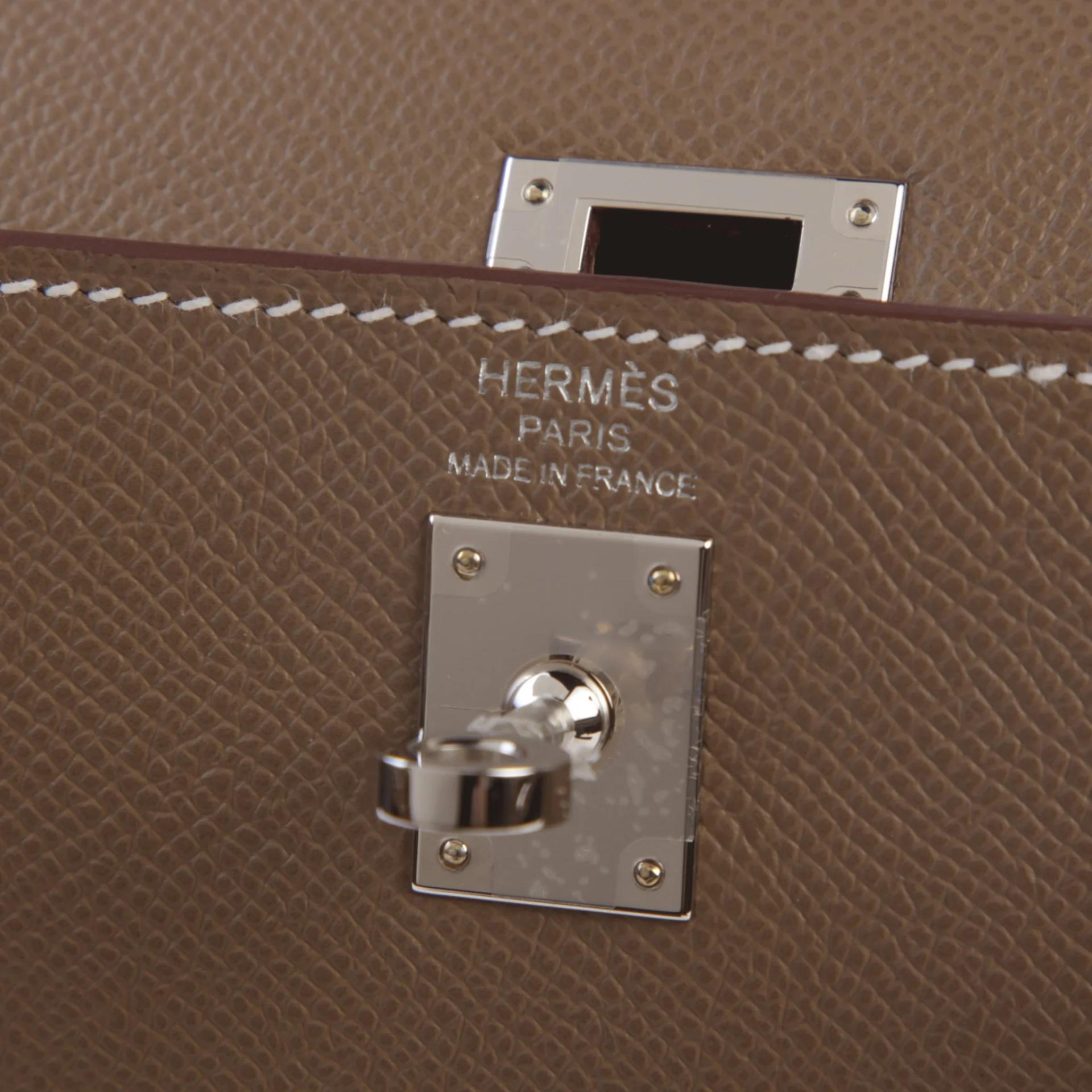 Unused ( Rank NS ) HERMÈS Kelly 25 Sellier Etoupe (18) Epsom Palladium hardware G (2026) - 9