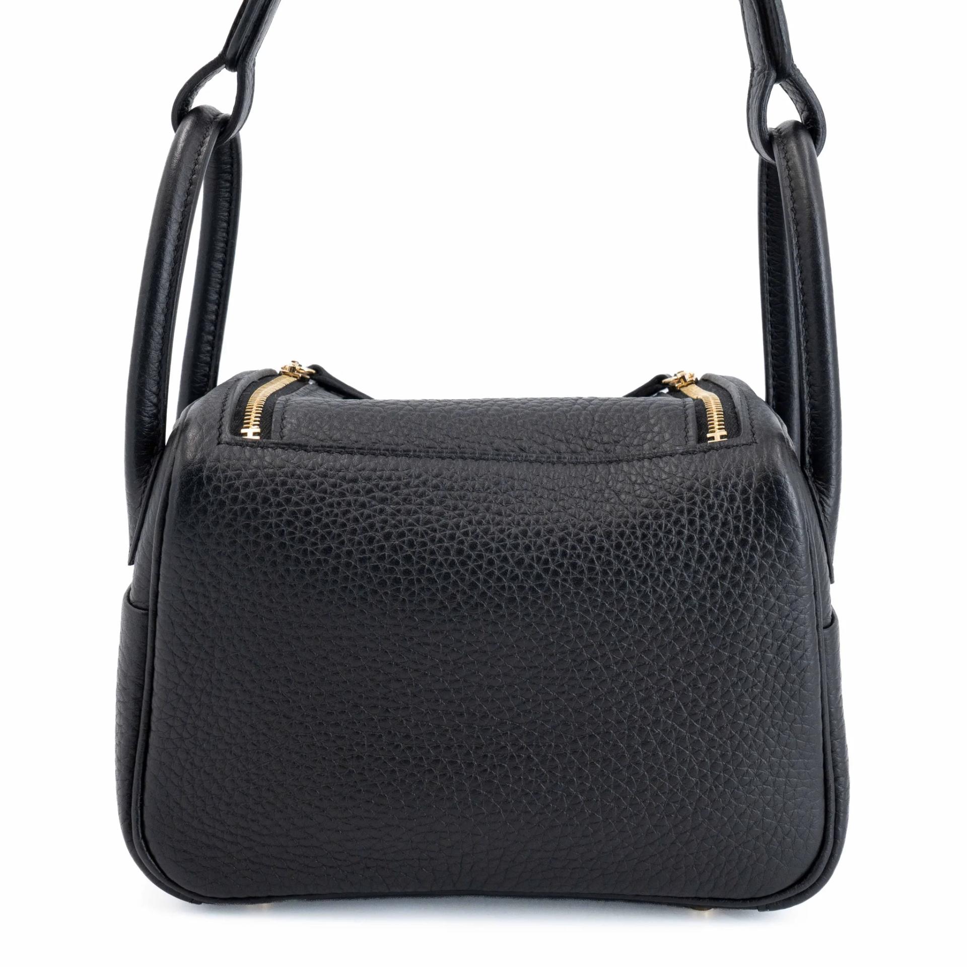 Very Good ( Rank A) HERMÈS Mini Lindy II Noir (89) Clemence Gold hardware W (2024) - 2