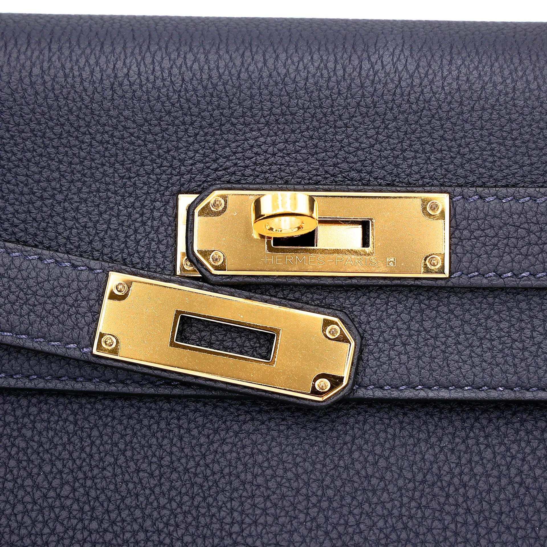 ランク A HERMÈS エルメス ケリー28 ブルーニュイ (2Z) トゴ ゴールド金具 A刻印 (2017) - 11