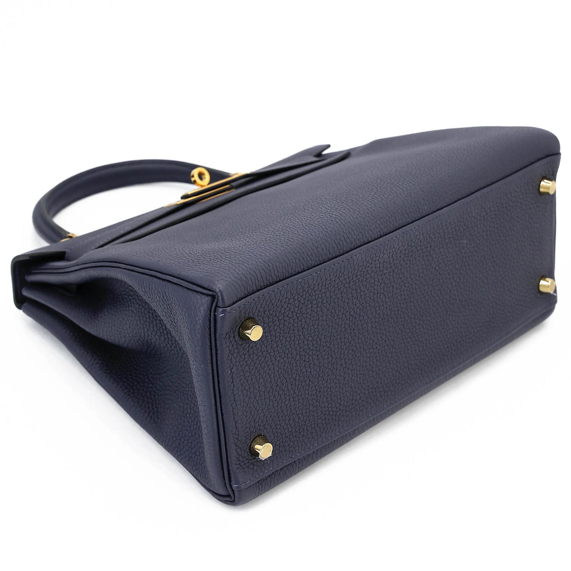 ランク A HERMÈS エルメス ケリー28 ブルーニュイ (2Z) トゴ ゴールド金具 A刻印 (2017) - 5