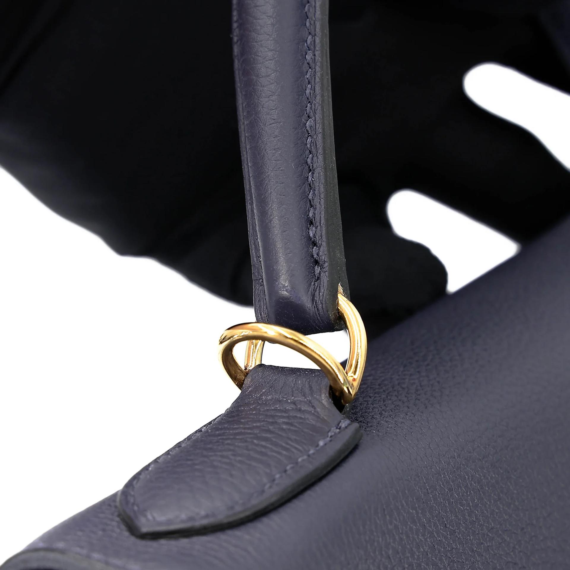 ランク A HERMÈS エルメス ケリー28 ブルーニュイ (2Z) トゴ ゴールド金具 A刻印 (2017) - 9