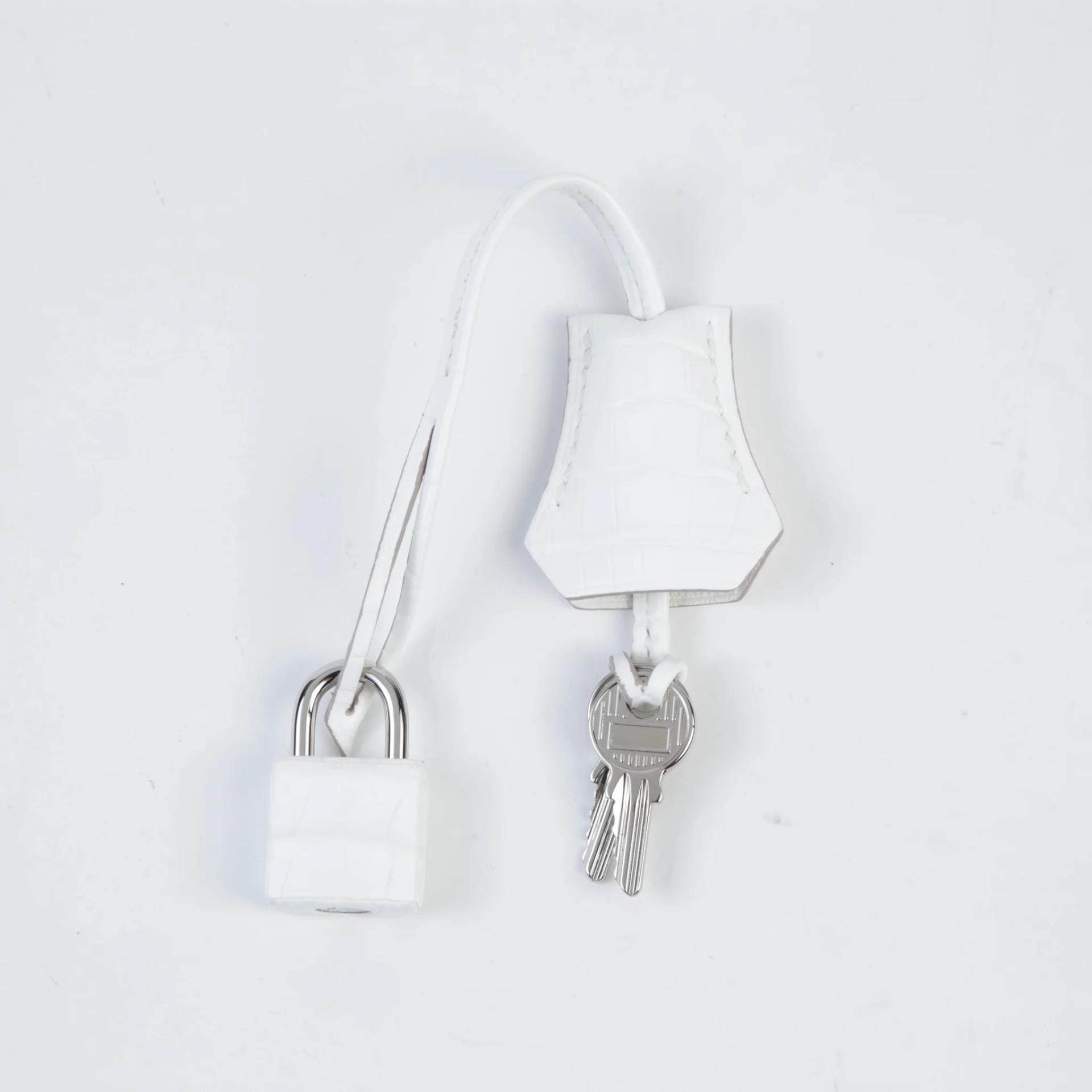 ランク N 新品 HERMÈS エルメス バーキン25 クレーム (Q3) クロコダイル ポロサス マット シルバー金具 K刻印 (2025) - 11