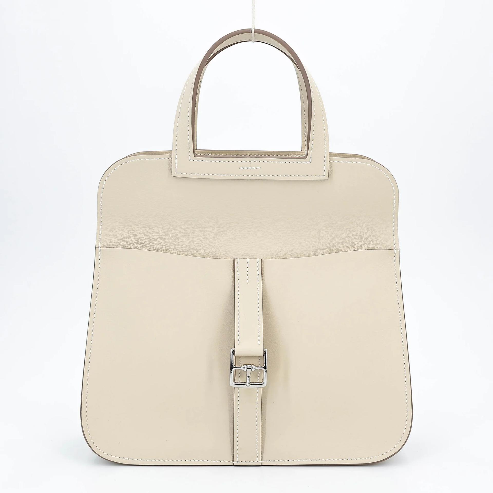 Very Good ( Rank A) HERMÈS Halzan Mini Craie (10) Swift Palladium hardware K (2025) - 4