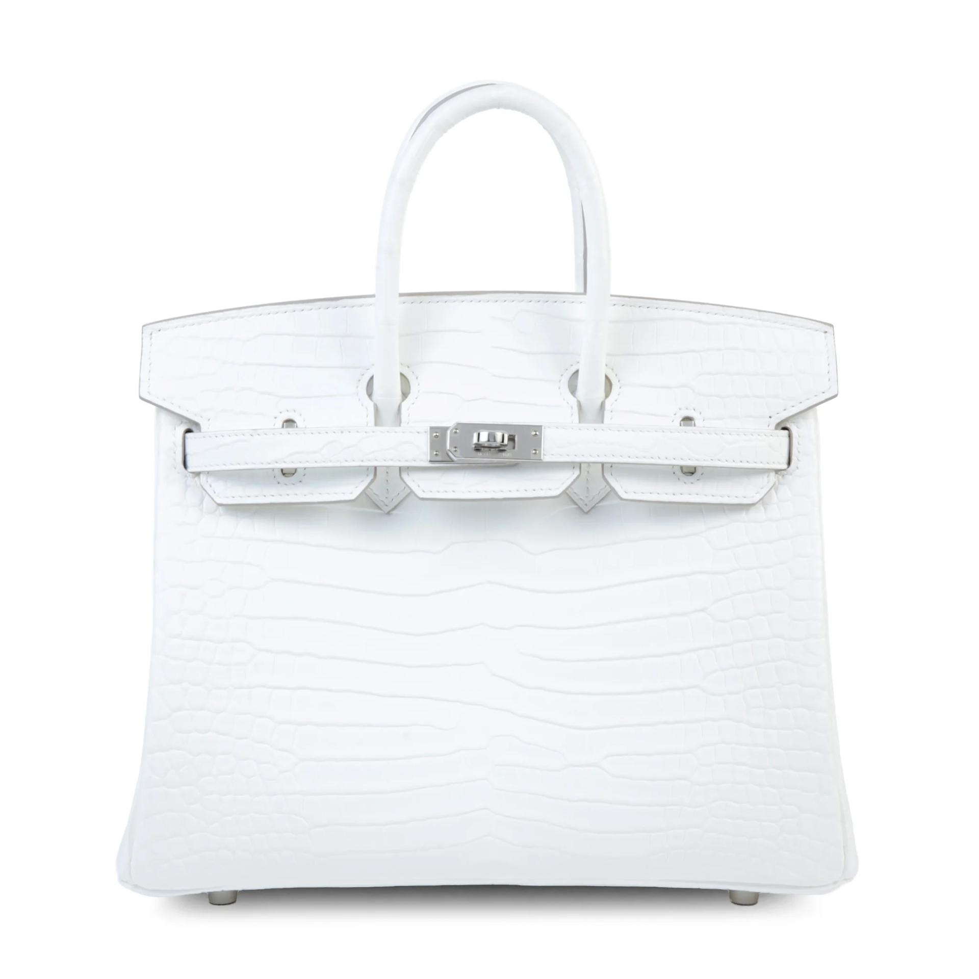ランク N 新品 HERMÈS エルメス バーキン25 クレーム (Q3) クロコダイル ポロサス マット シルバー金具 K刻印 (2025) - 1