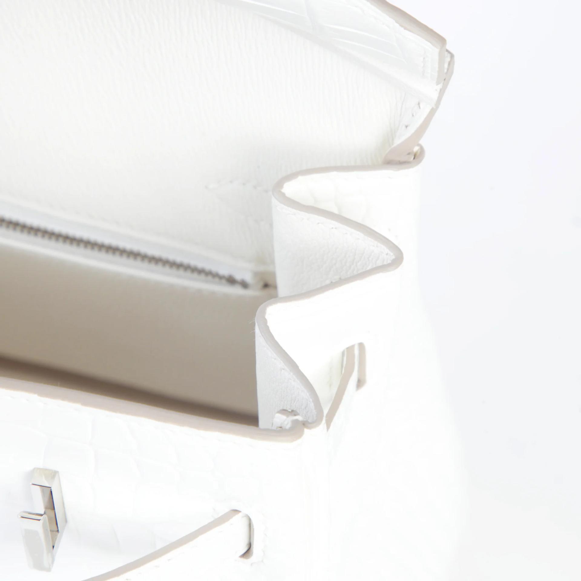 ランク N 新品 HERMÈS エルメス バーキン25 クレーム (Q3) クロコダイル ポロサス マット シルバー金具 K刻印 (2025) - 8