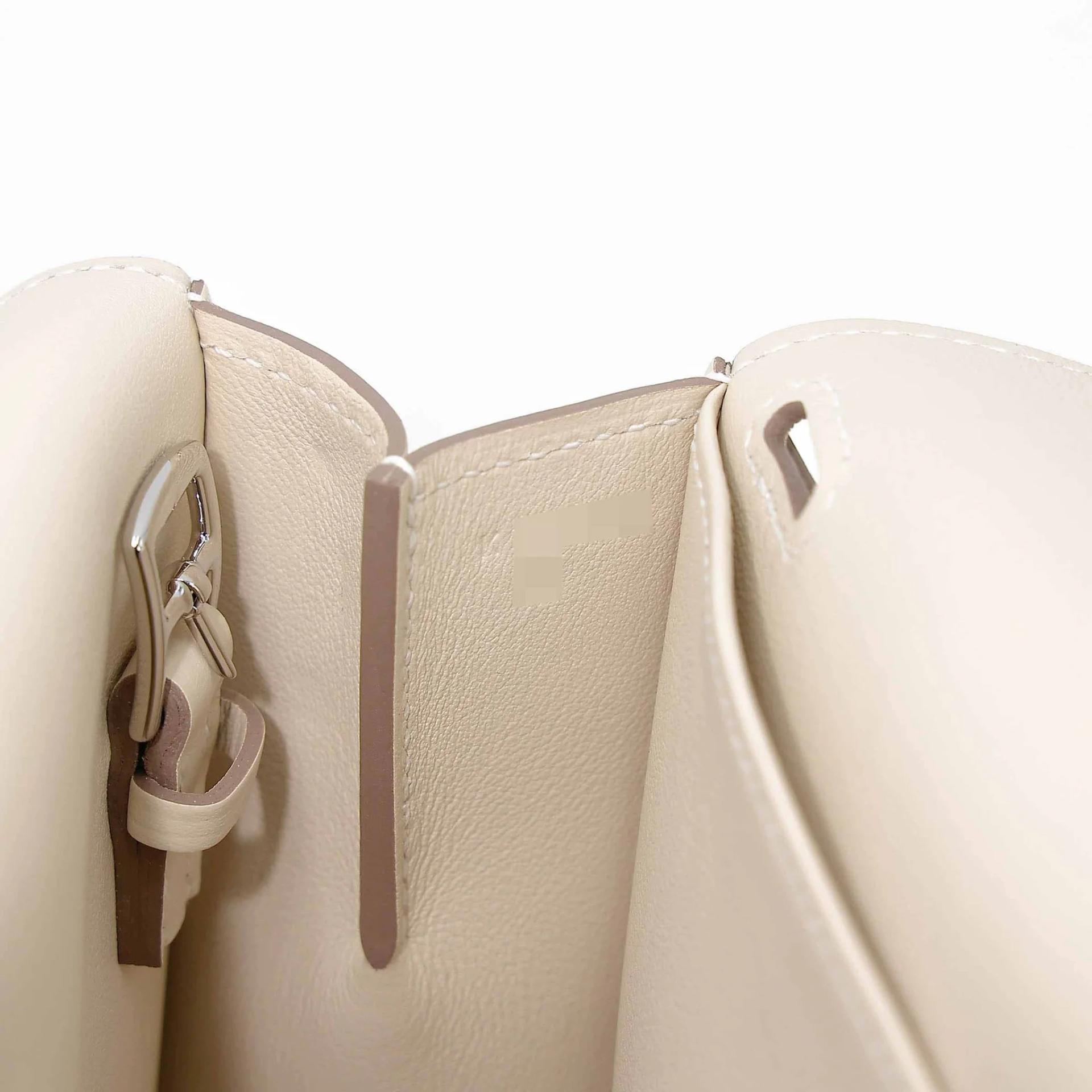 Very Good ( Rank A) HERMÈS Halzan Mini Craie (10) Swift Palladium hardware K (2025) - 16