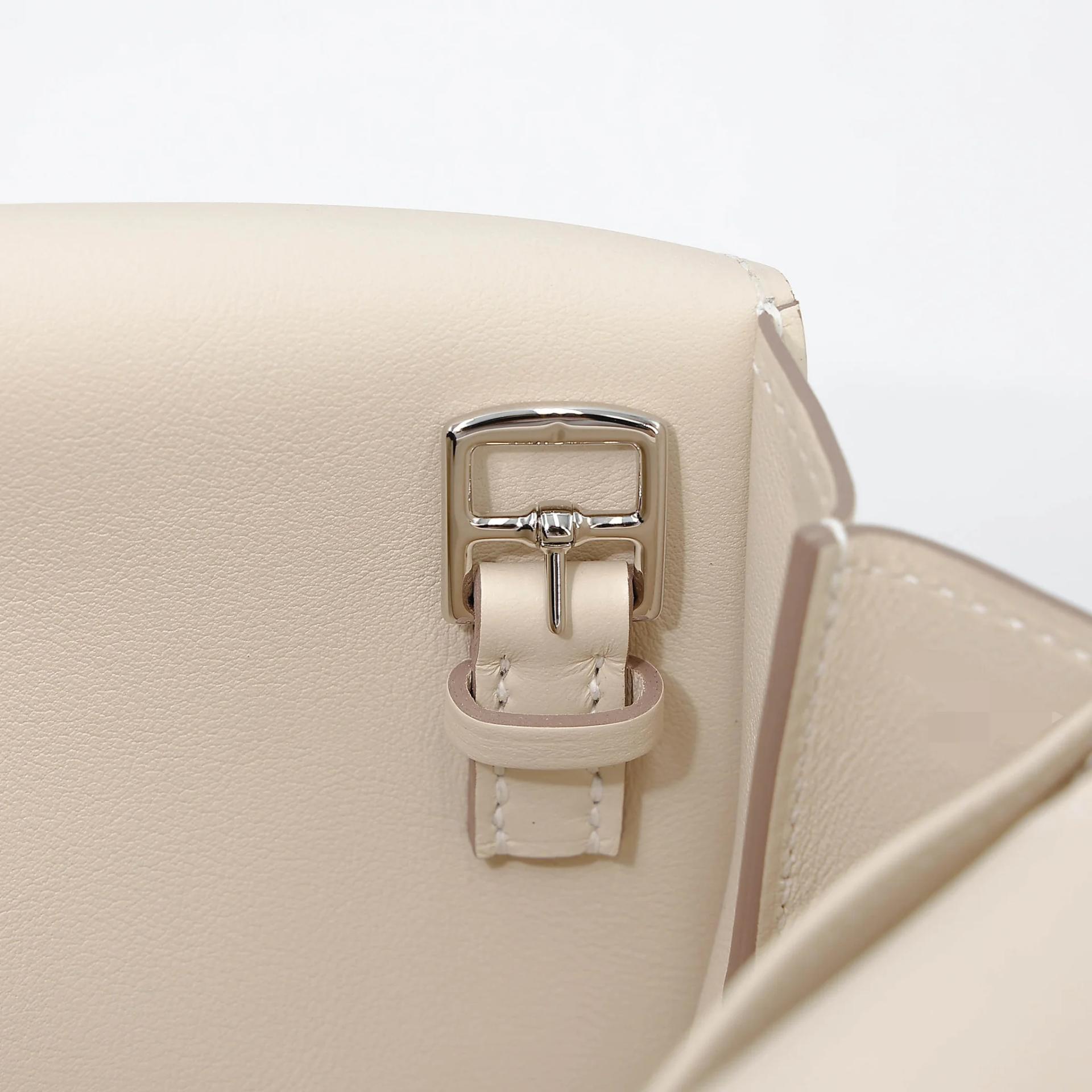 Very Good ( Rank A) HERMÈS Halzan Mini Craie (10) Swift Palladium hardware K (2025) - 17