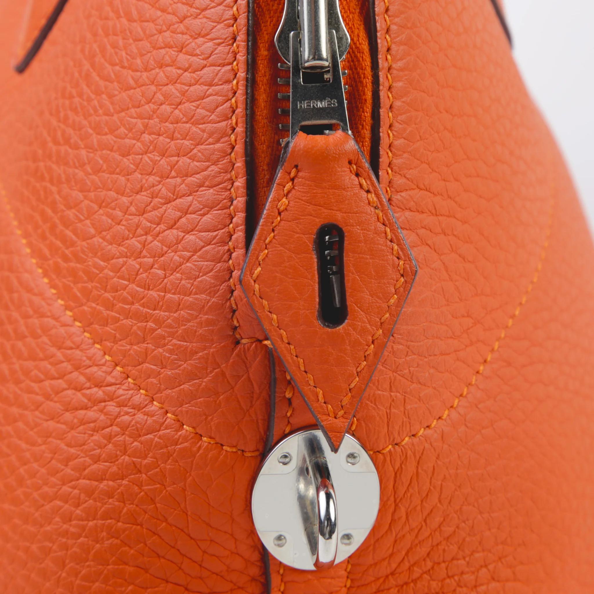 A美品 HERMÈS 愛馬仕 Bolide 31 93 愛馬仕橘 Orange Clemence小牛皮 銀扣 □R刻 2014年 - 8
