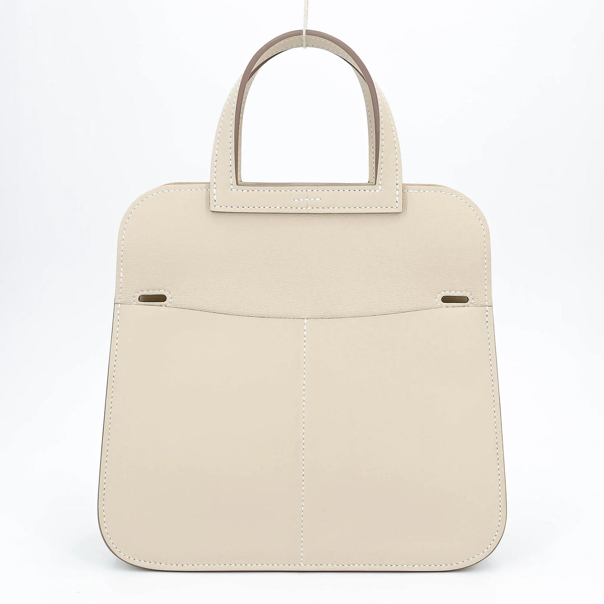 Very Good ( Rank A) HERMÈS Halzan Mini Craie (10) Swift Palladium hardware K (2025) - 5