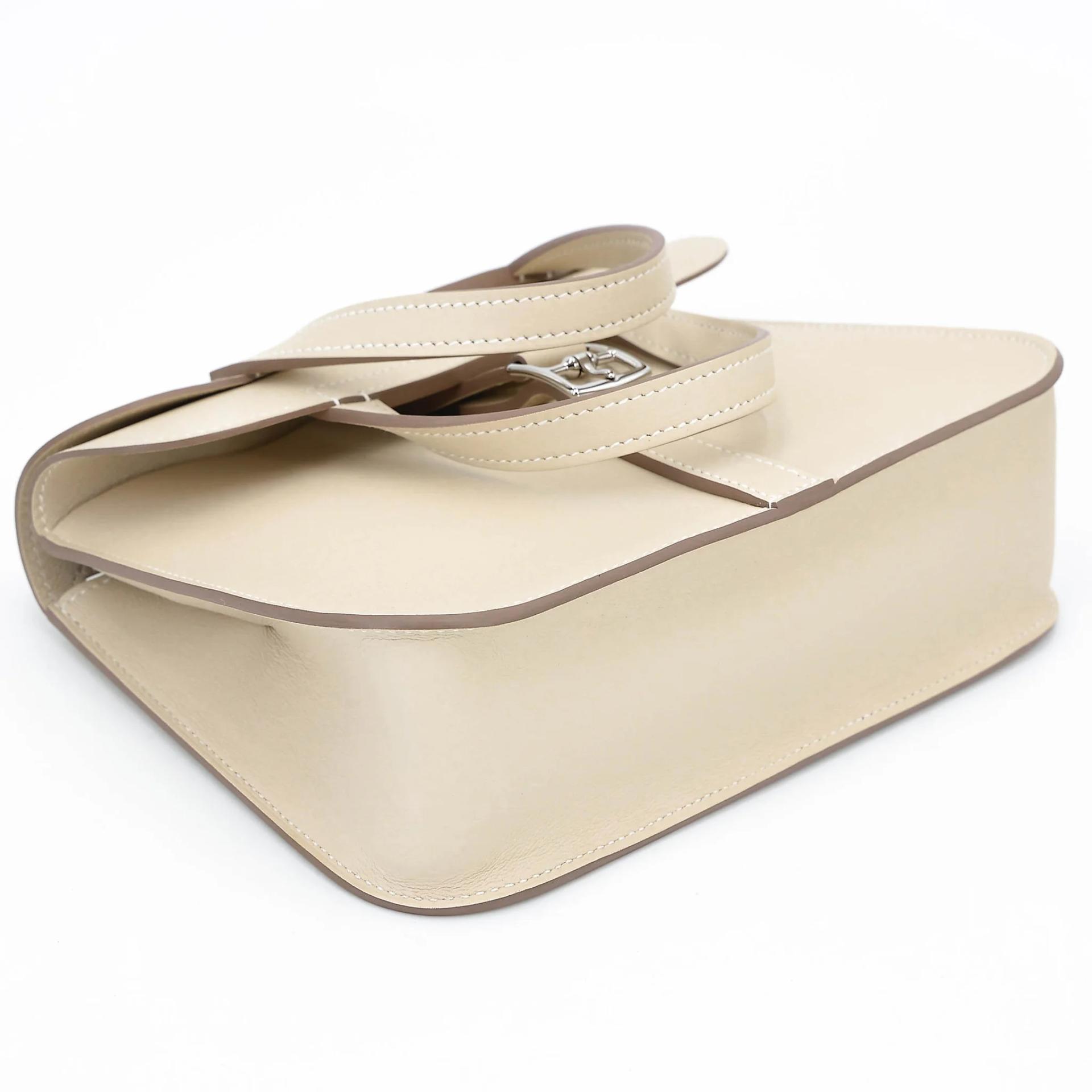 Very Good ( Rank A) HERMÈS Halzan Mini Craie (10) Swift Palladium hardware K (2025) - 8