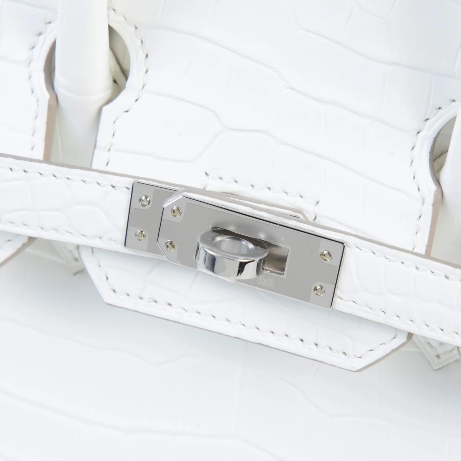 ランク N 新品 HERMÈS エルメス バーキン25 クレーム (Q3) クロコダイル ポロサス マット シルバー金具 K刻印 (2025) - 5