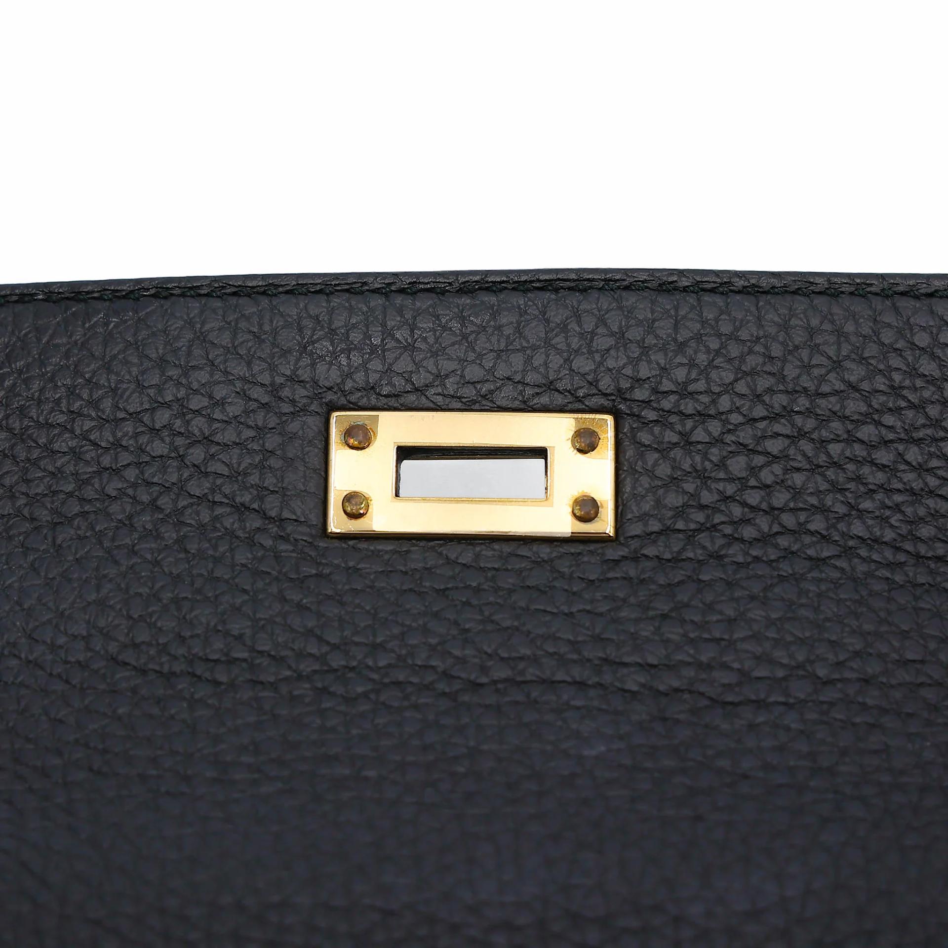 Excellent ( Rank SA ) HERMÈS Kelly 25 Touch Noir (89) Togo Lizard Permabrass hardware Z (2021) - 15