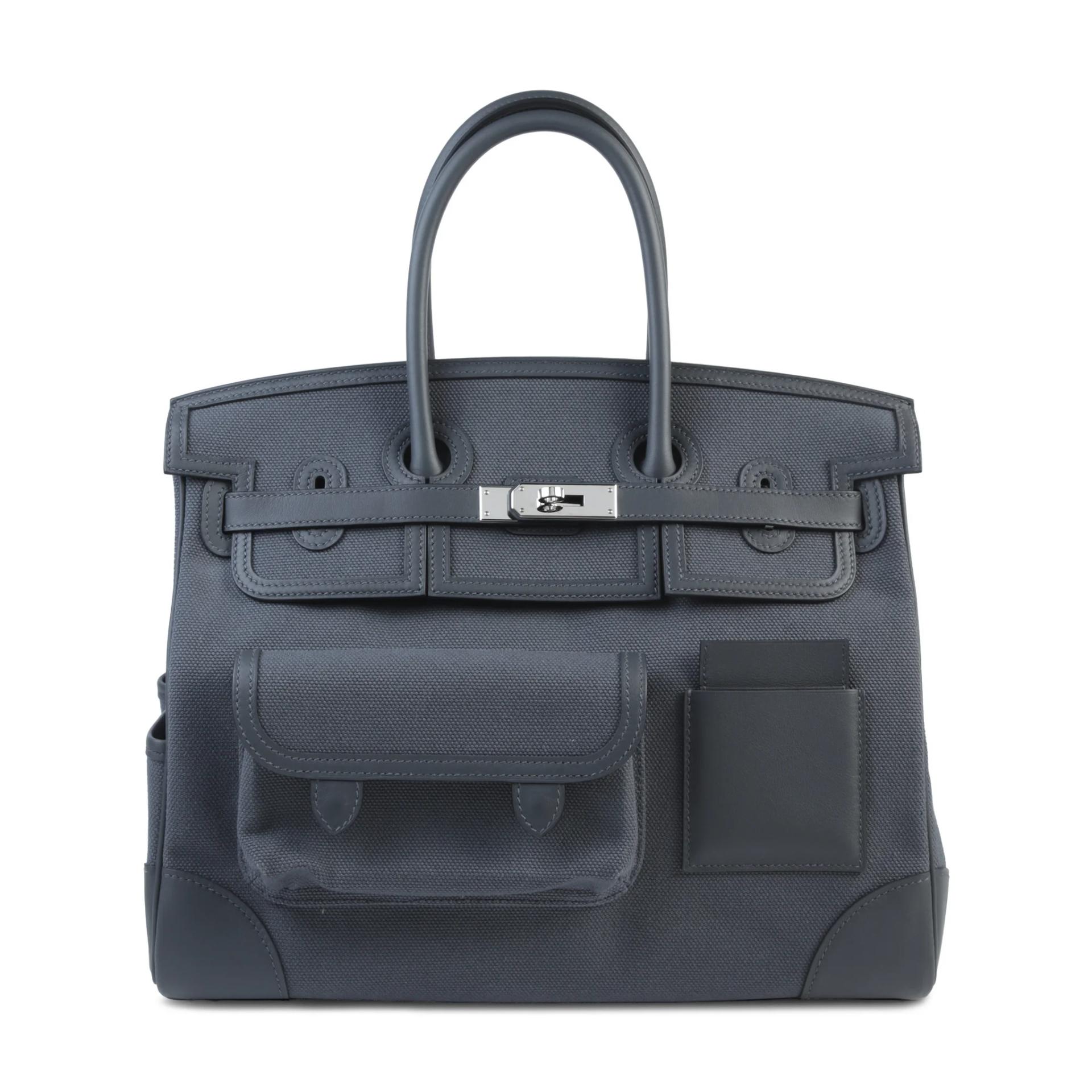 Very Good ( Rank A) HERMÈS Limited Edition Birkin Cargo 35 Gris misty (H0) Canvas Swift Palladium hardware W (2024) - 1
