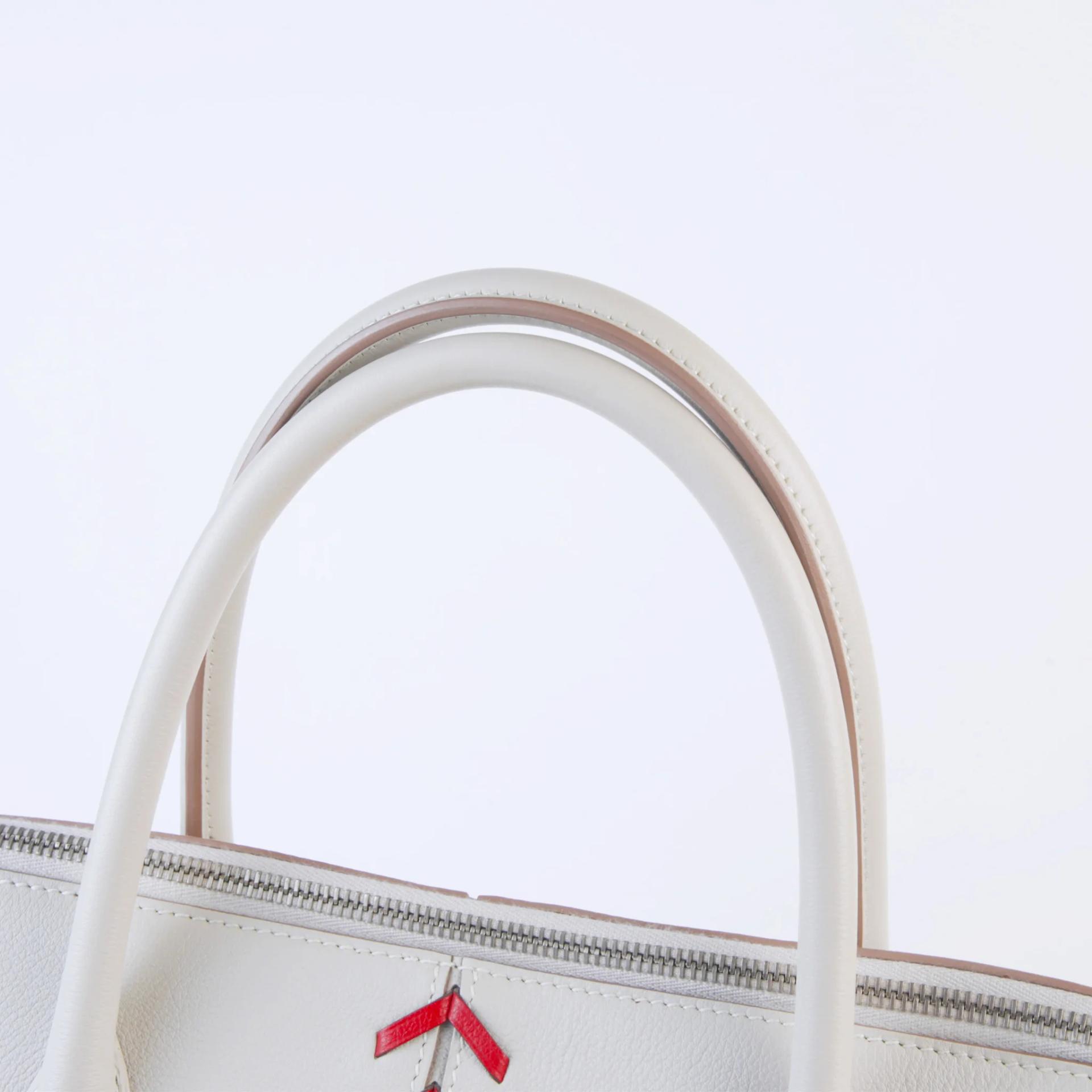 Very Good ( Rank A) HERMÈS Limited Edition Bolide 45 Gris Perle (80) Rouge Casaque (Q5) Evercolor Palladium hardware C (2018) - 3