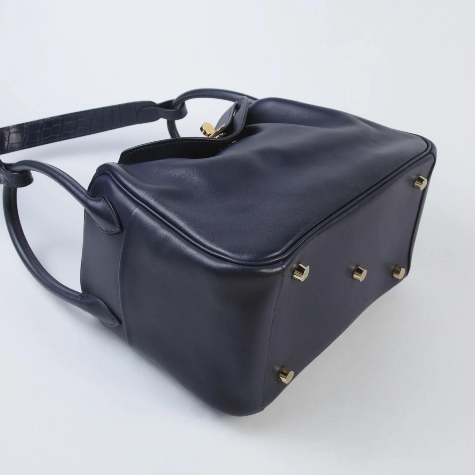 A美品 HERMÈS 爱马仕 Lindy 26 Touch 2Z 午夜蓝 Bleu Nuit •• 尼罗鳄 雾面 Evergrain皮 金扣 Y刻 2020年 - 4