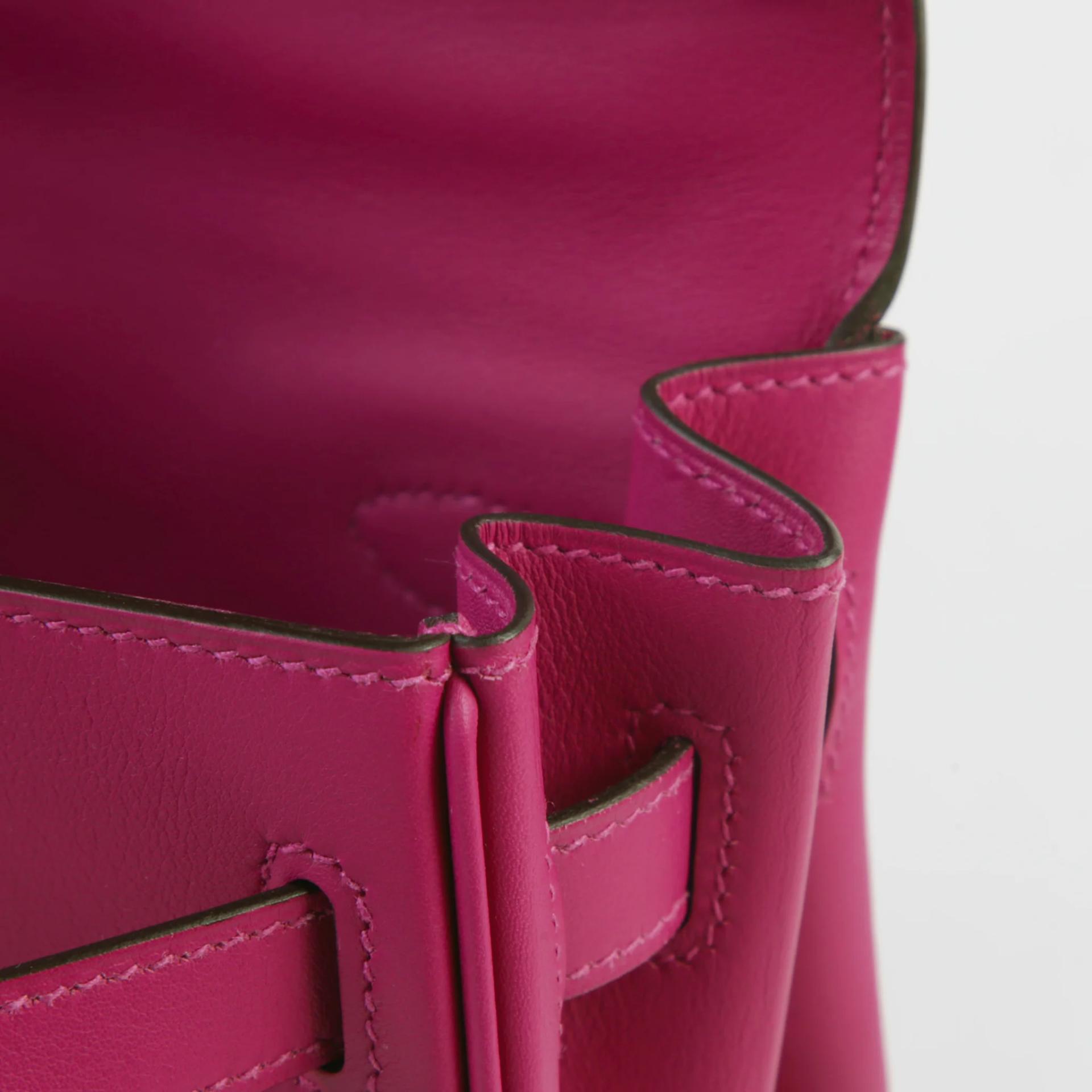 未使用保存品 HERMÈS 愛馬仕 馬蹄印定制 Kelly Lakis 32 L3 玫粉色 Rose Purple Swift牛皮 銀扣 Z刻 2021年 - 12