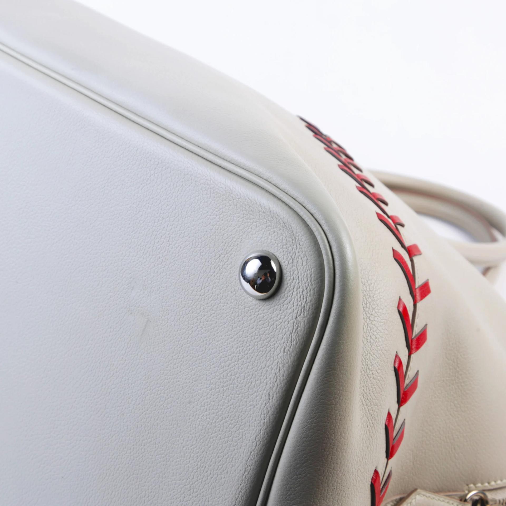 Very Good ( Rank A) HERMÈS Limited Edition Bolide 45 Gris Perle (80) Rouge Casaque (Q5) Evercolor Palladium hardware C (2018) - 7