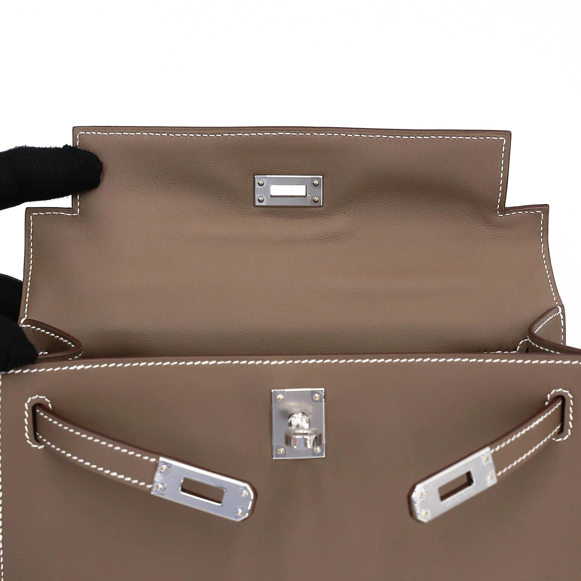 ランク N 新品 HERMÈS エルメス ポシェットケリー エトゥープ (18) スイフト シルバー金具 G刻印 (2026) - 12