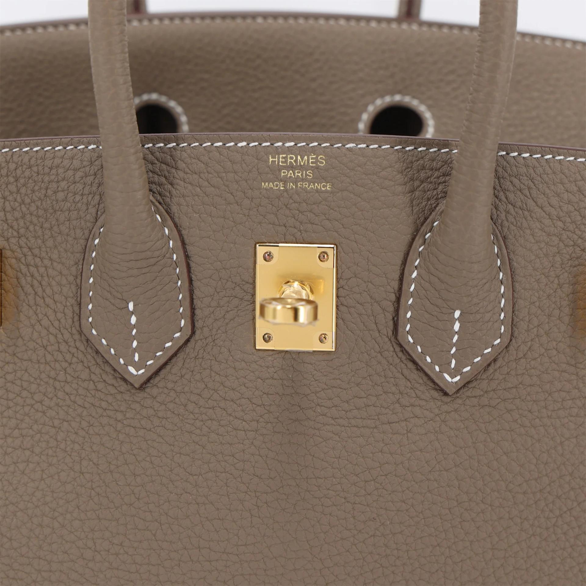 Brand New ( Rank N ) HERMÈS Birkin 25 Etoupe (18) Togo Gold hardware G (2026) - 9