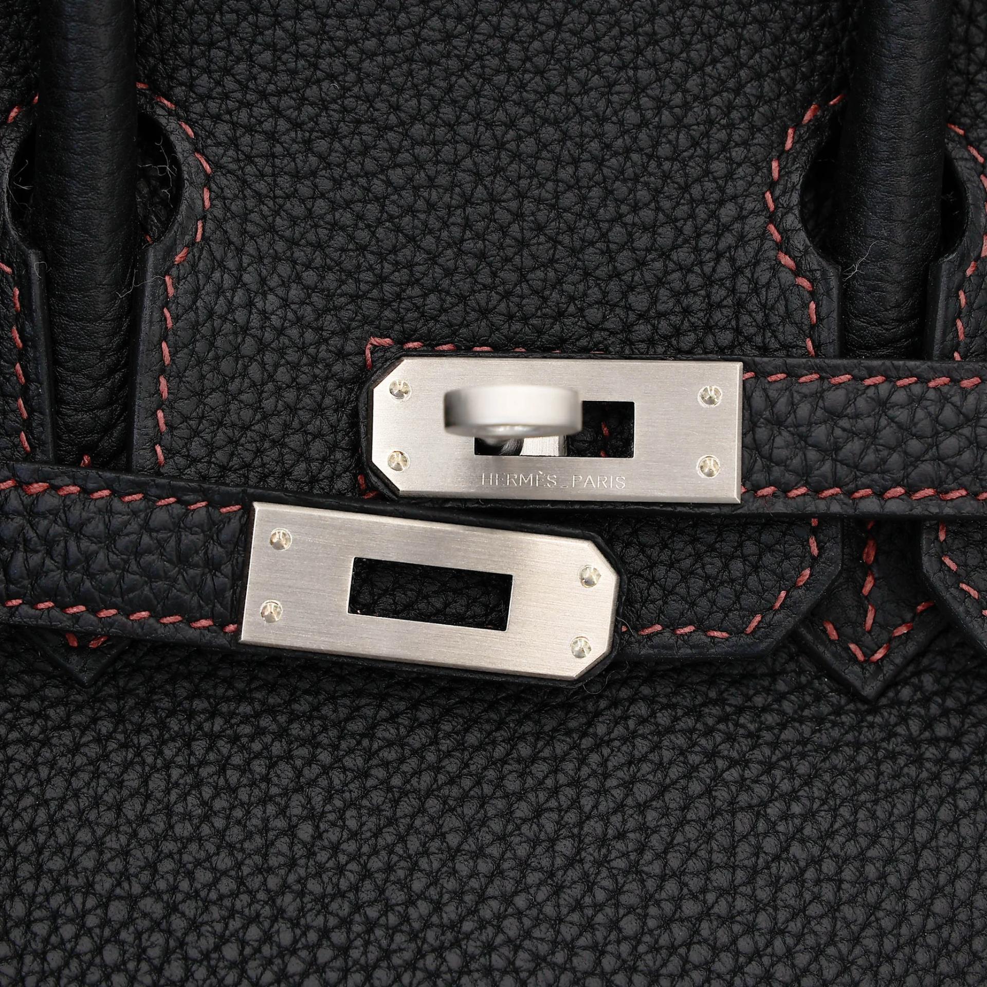 Unused ( Rank NS ) HERMÈS Special Order Birkin 25 HSS Noir (89) Rouge Grenat (K1) Togo Brushed Palladium A (2017) - 8