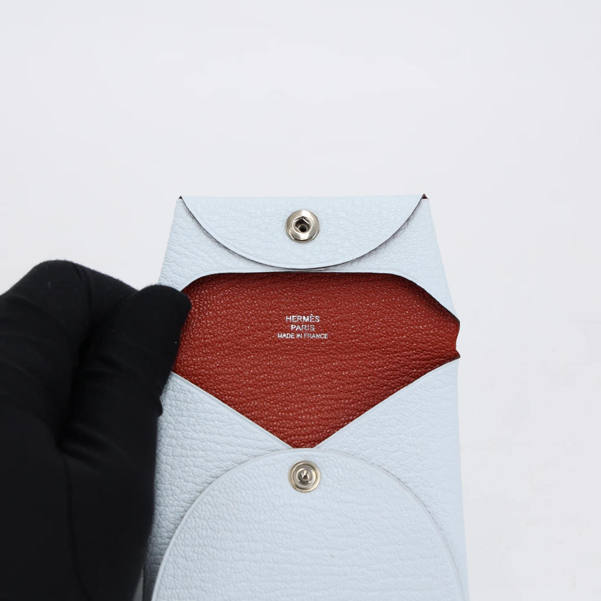 Unused ( Rank NS ) HERMÈS Bastia purse Verso Bleu Brume (T0) Cuivre (6C) Chevre Mysore Palladium hardware D (2019) - 9