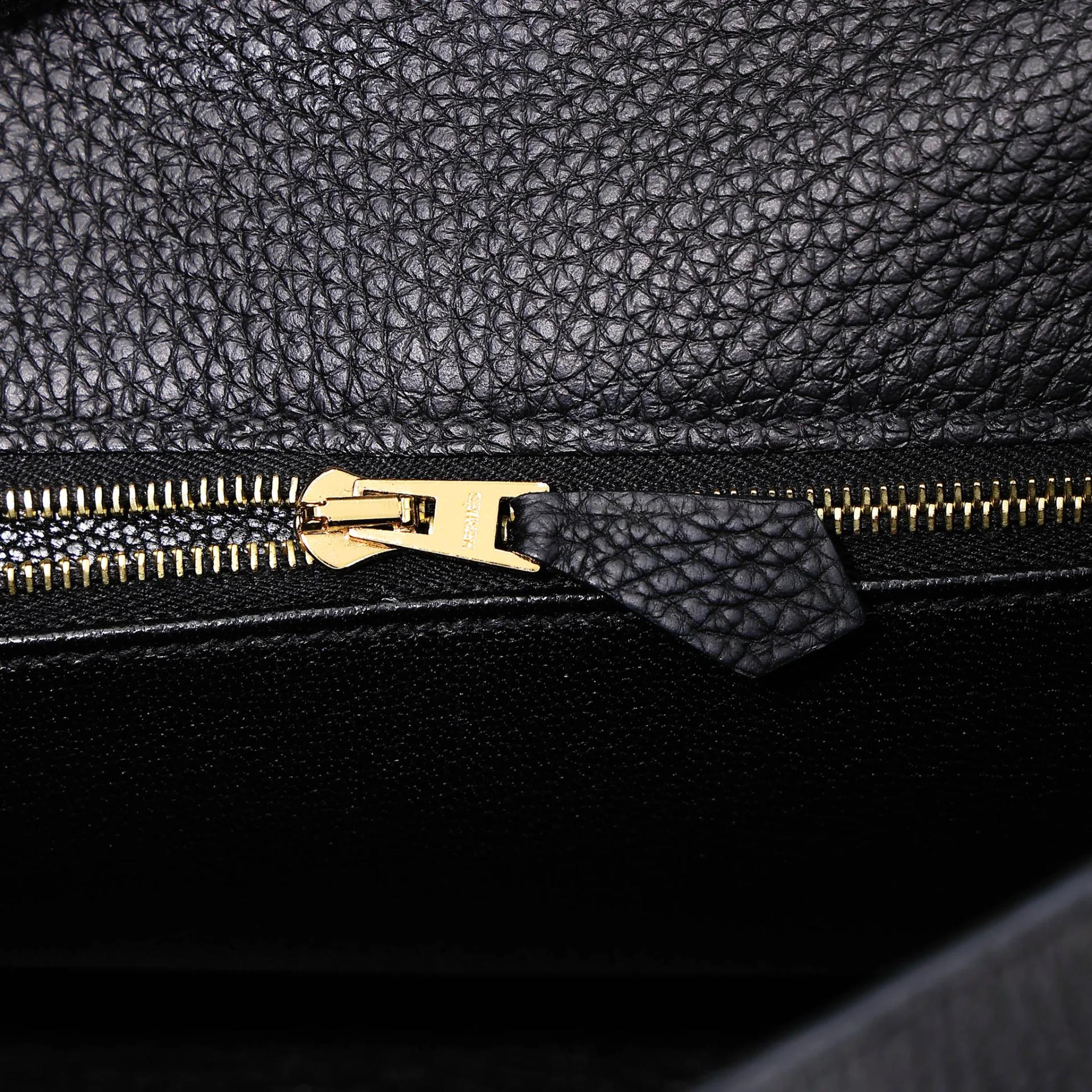 Excellent ( Rank SA ) HERMÈS Kelly 25 Touch Noir (89) Togo Lizard Permabrass hardware Z (2021) - 18