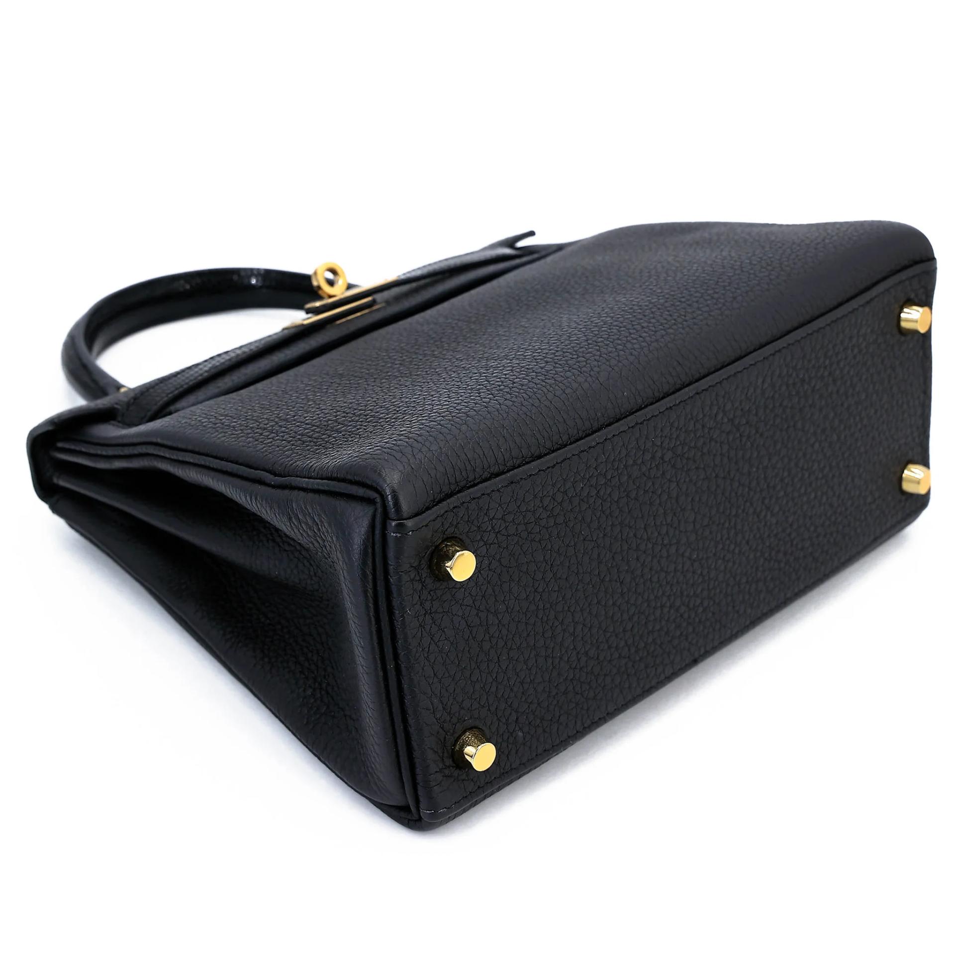 Excellent ( Rank SA ) HERMÈS Kelly 25 Touch Noir (89) Togo Lizard Permabrass hardware Z (2021) - 5