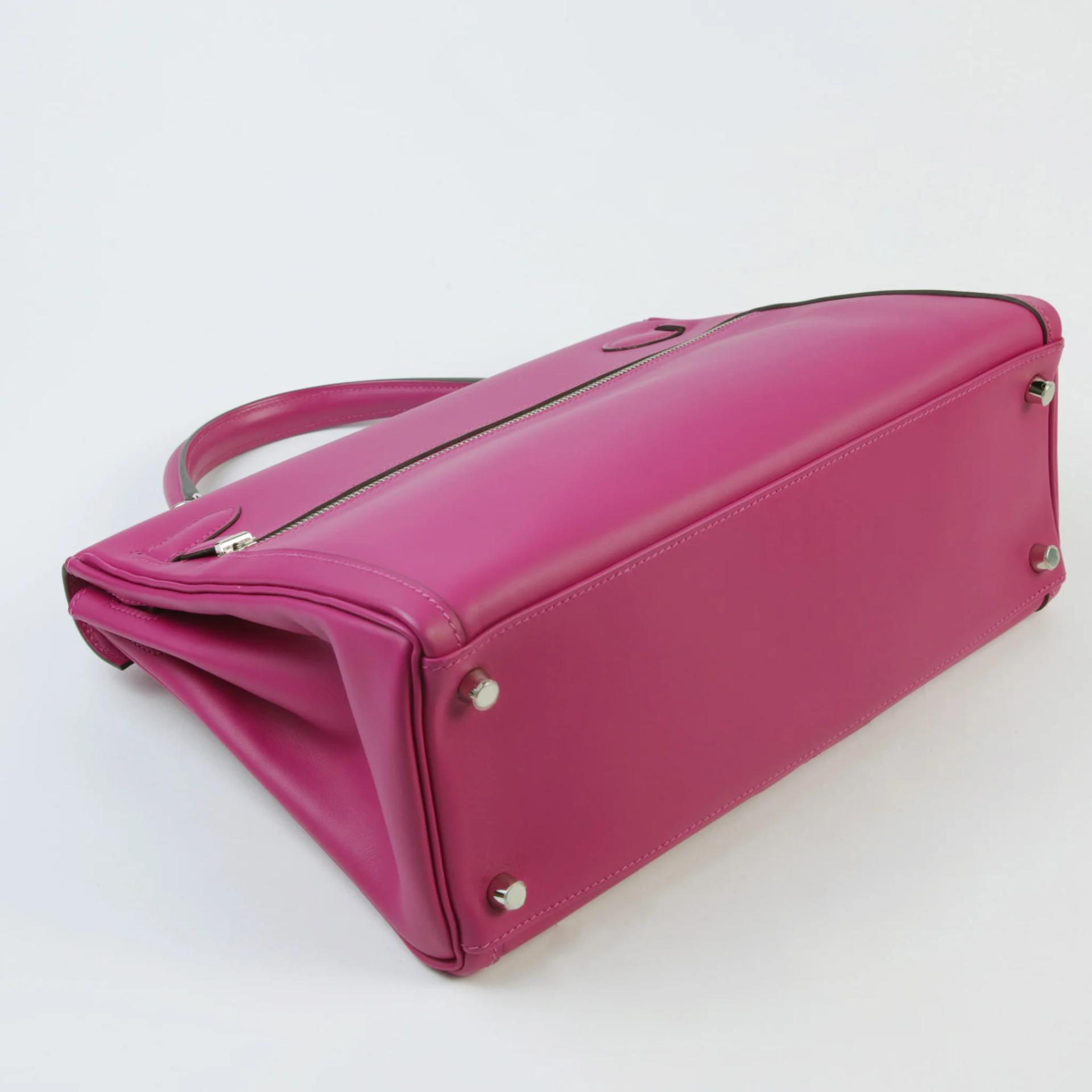 未使用保存品 HERMÈS 愛馬仕 馬蹄印定制 Kelly Lakis 32 L3 玫粉色 Rose Purple Swift牛皮 銀扣 Z刻 2021年 - 6