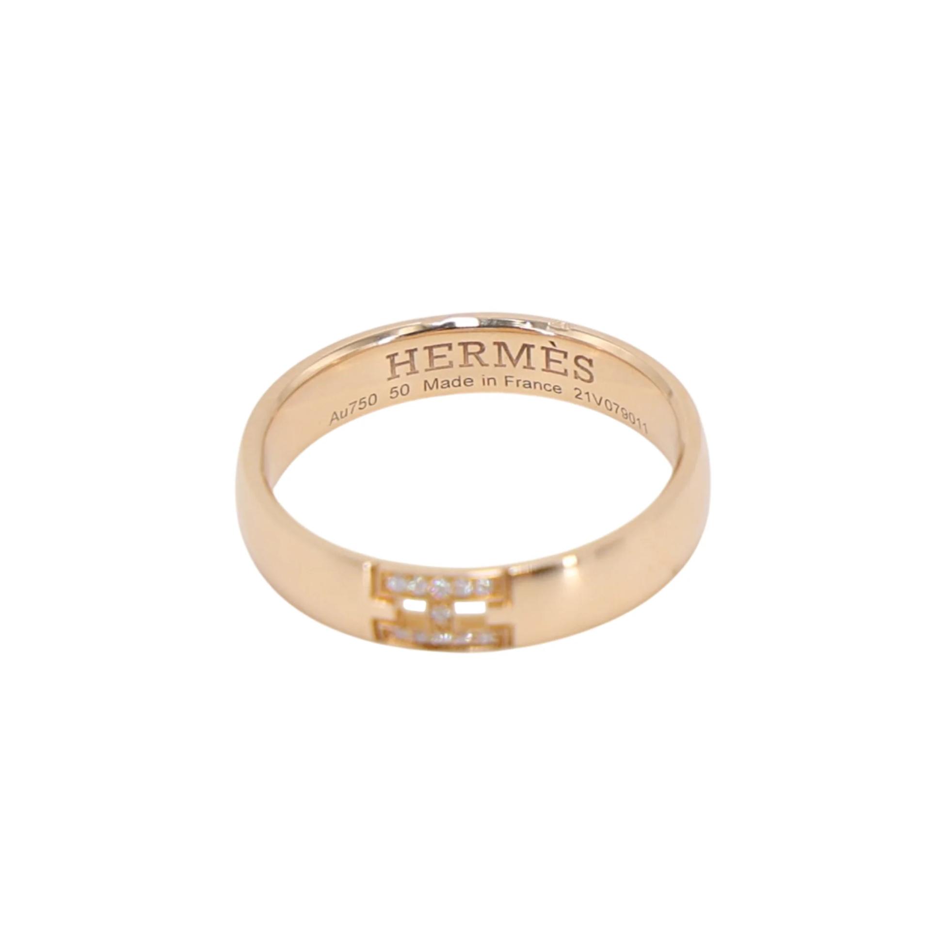 未使用保存品 HERMÈS 爱马仕 Ever Herakles 0.2克拉钻石戒指 玫瑰金色 18K玫瑰金 - 6