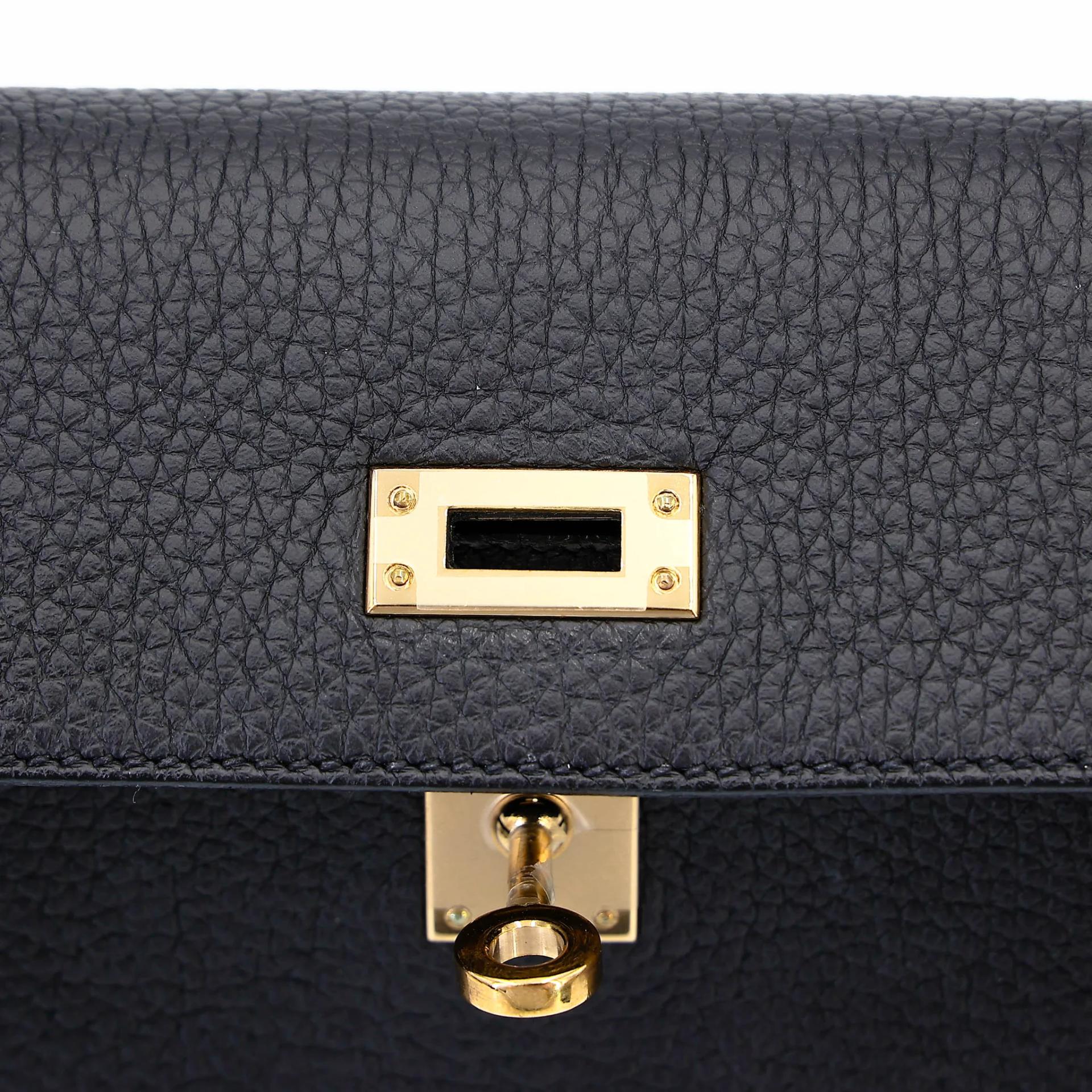 Excellent ( Rank SA ) HERMÈS Kelly 25 Touch Noir (89) Togo Lizard Permabrass hardware Z (2021) - 14