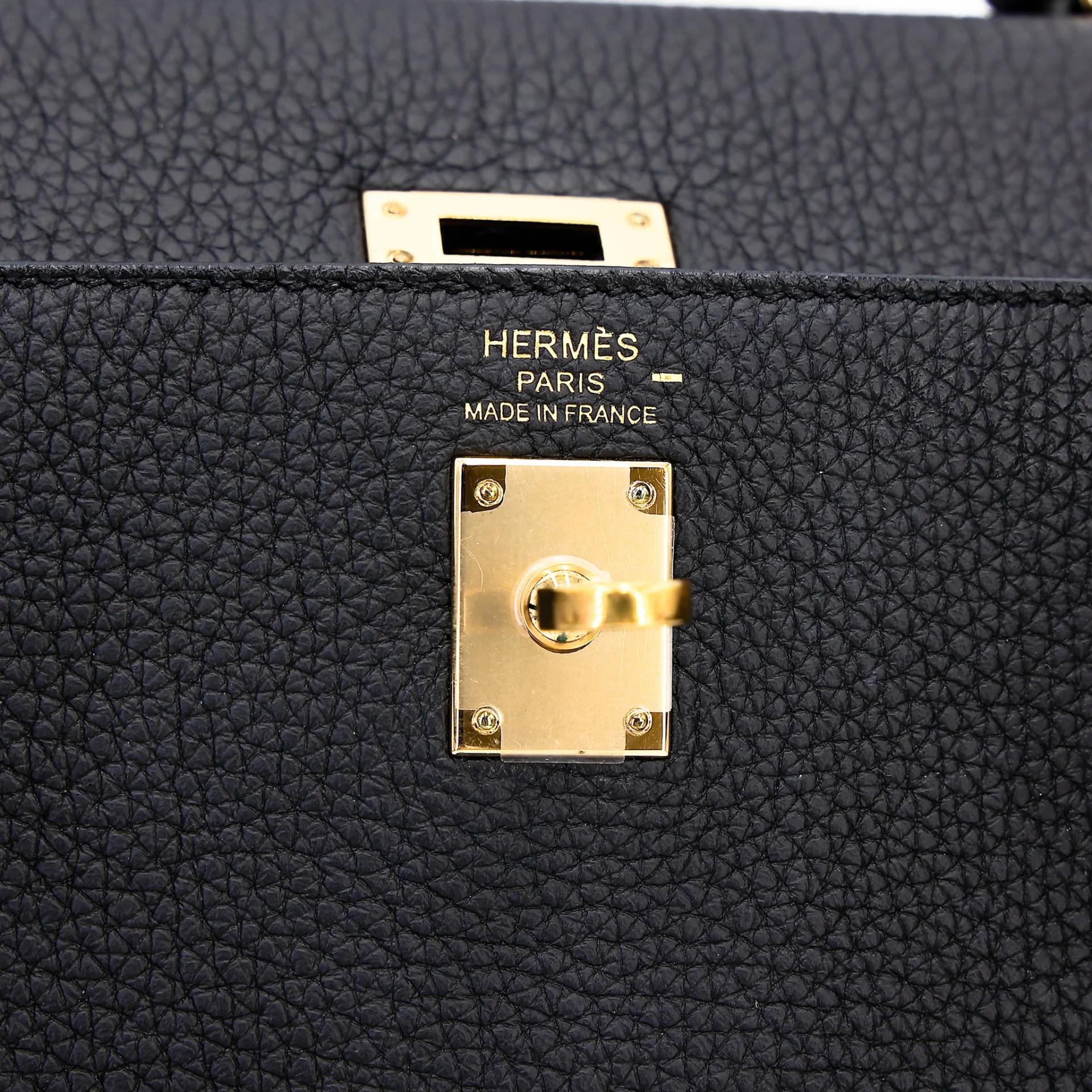 Excellent ( Rank SA ) HERMÈS Kelly 25 Touch Noir (89) Togo Lizard Permabrass hardware Z (2021) - 17