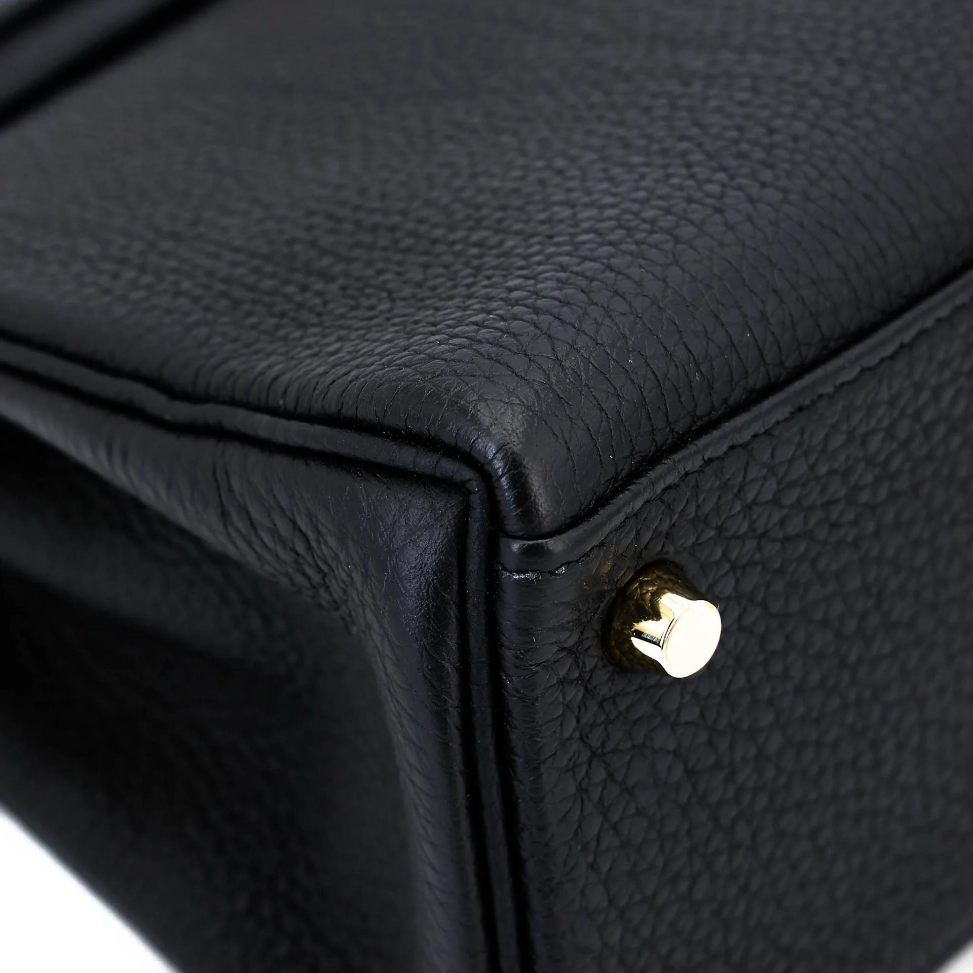 Excellent ( Rank SA ) HERMÈS Kelly 25 Touch Noir (89) Togo Lizard Permabrass hardware Z (2021) - 9