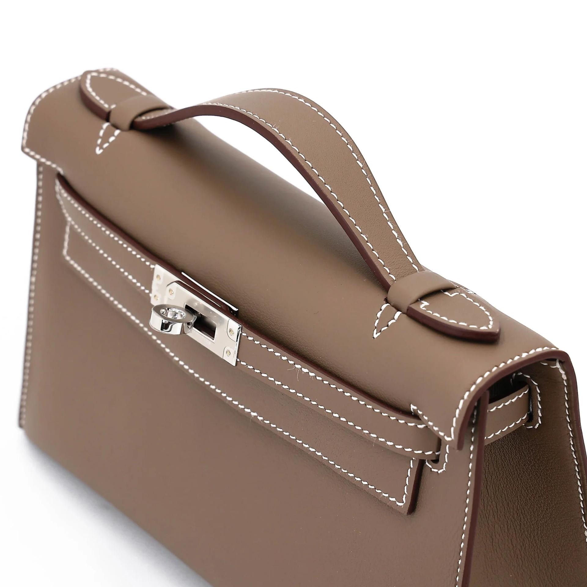 ランク N 新品 HERMÈS エルメス ポシェットケリー エトゥープ (18) スイフト シルバー金具 G刻印 (2026) - 3