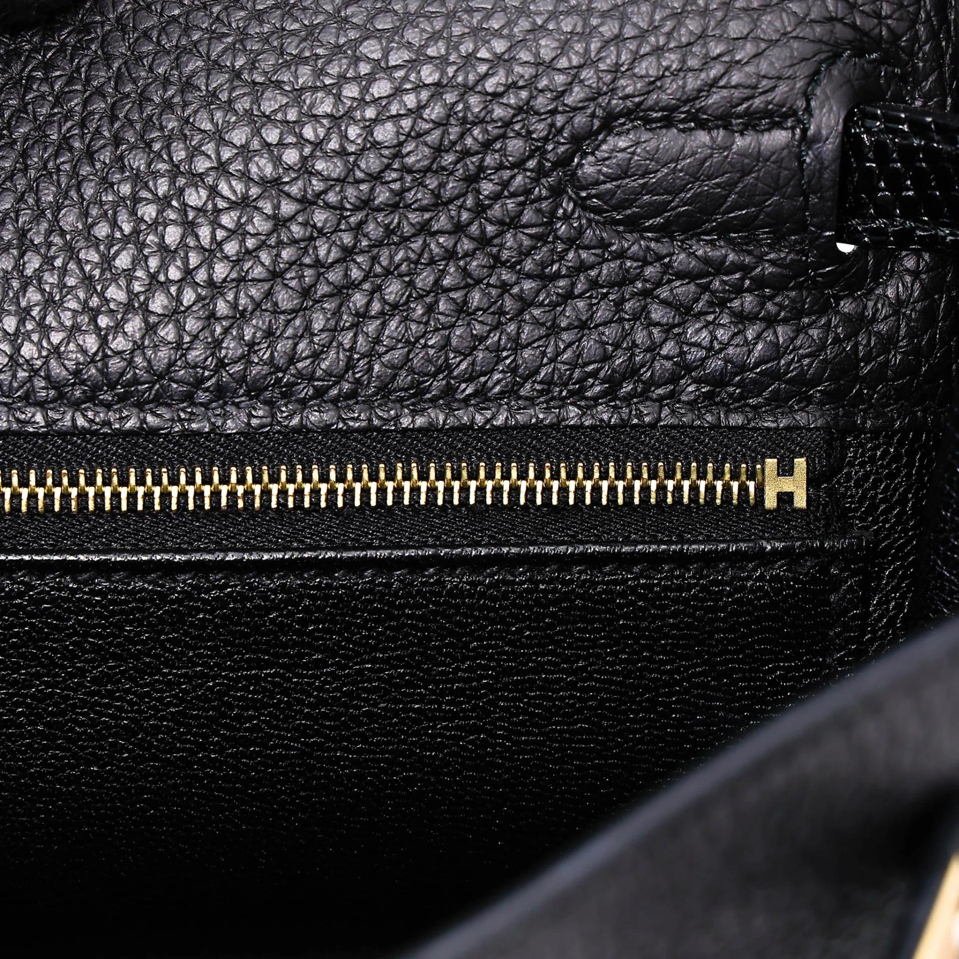 Excellent ( Rank SA ) HERMÈS Kelly 25 Touch Noir (89) Togo Lizard Permabrass hardware Z (2021) - 19