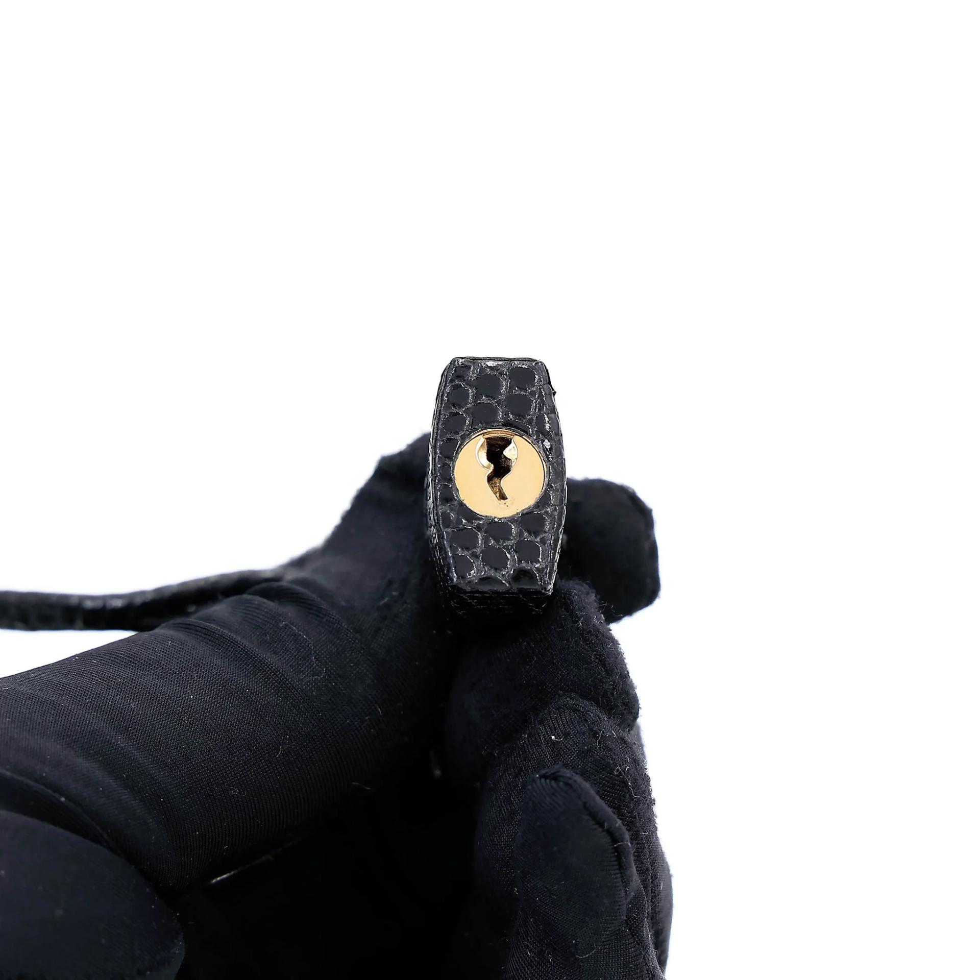 Excellent ( Rank SA ) HERMÈS Kelly 25 Touch Noir (89) Togo Lizard Permabrass hardware Z (2021) - 31
