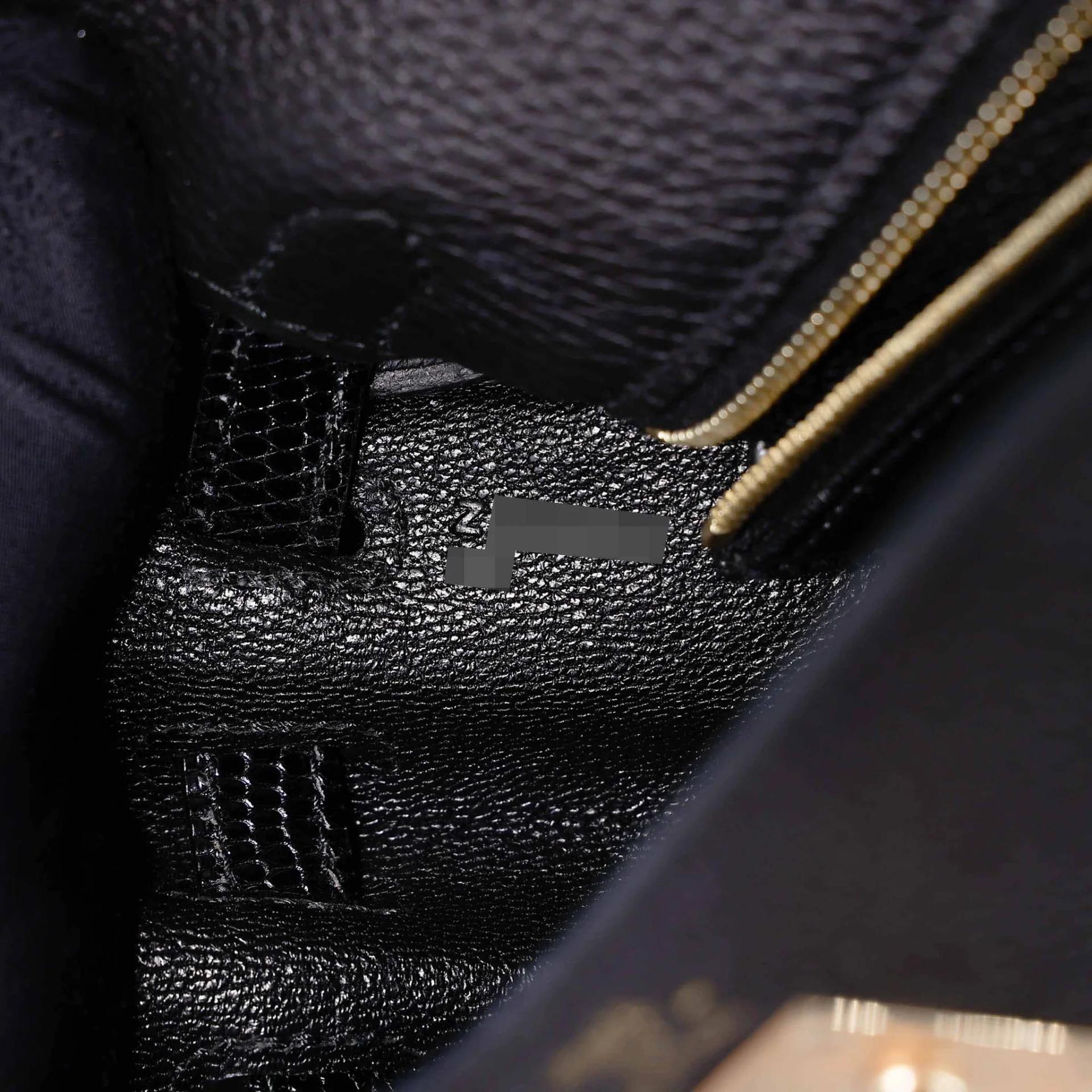 Excellent ( Rank SA ) HERMÈS Kelly 25 Touch Noir (89) Togo Lizard Permabrass hardware Z (2021) - 20
