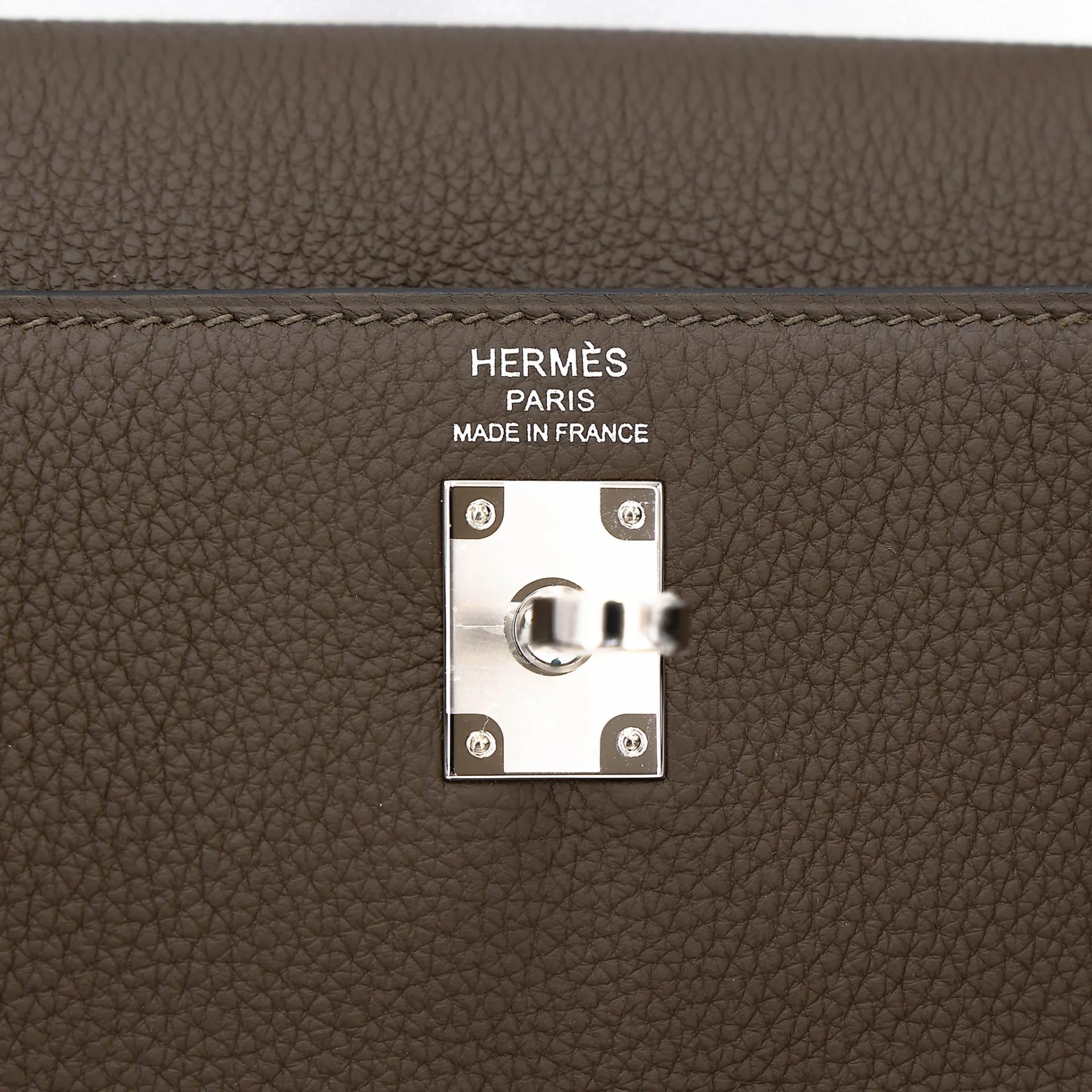 Brand New ( Rank N ) HERMÈS Kelly 25 Vert Loden (V8) Togo Palladium hardware G (2026) - 13
