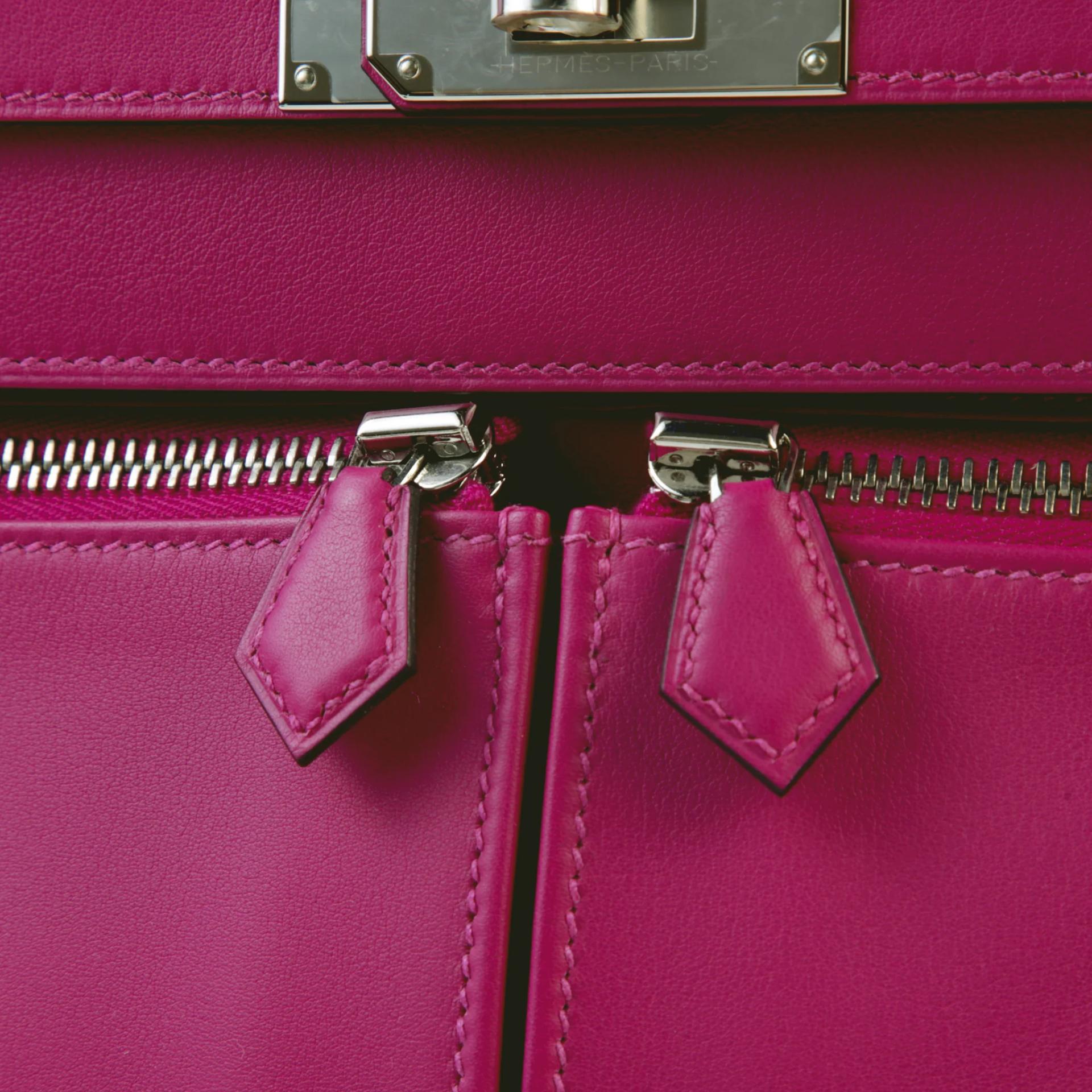 未使用保存品 HERMÈS 愛馬仕 馬蹄印定制 Kelly Lakis 32 L3 玫粉色 Rose Purple Swift牛皮 銀扣 Z刻 2021年 - 8