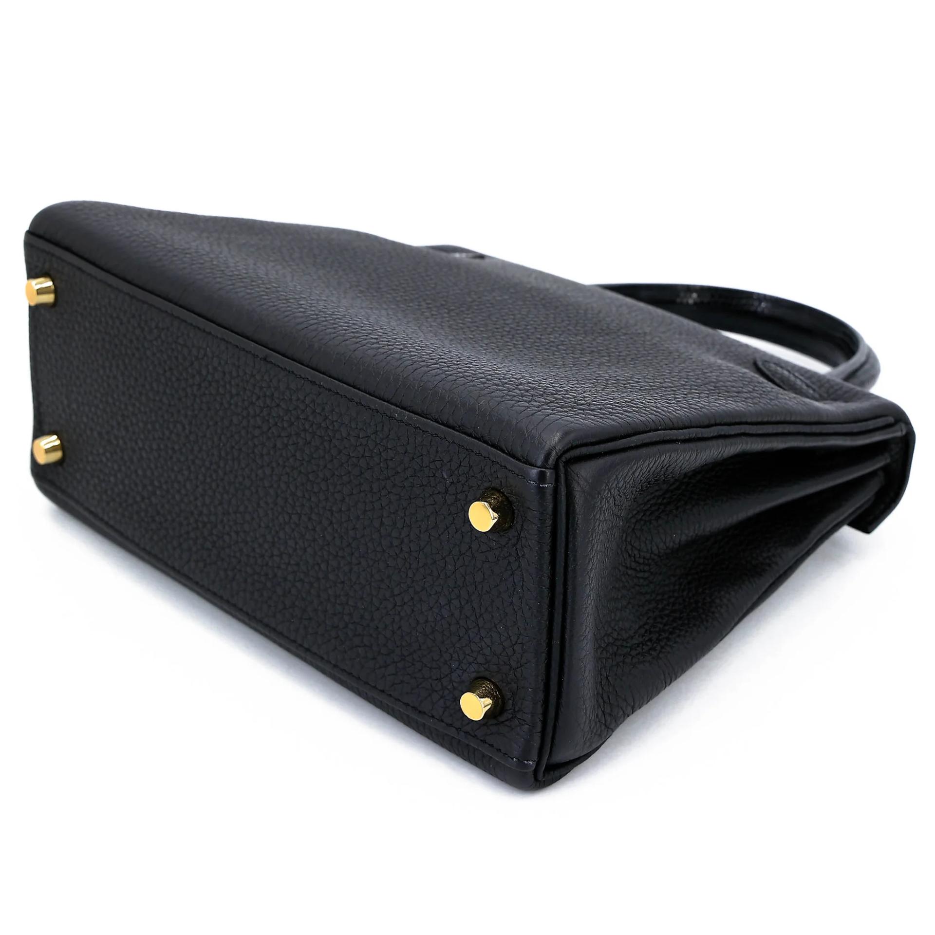 Excellent ( Rank SA ) HERMÈS Kelly 25 Touch Noir (89) Togo Lizard Permabrass hardware Z (2021) - 6
