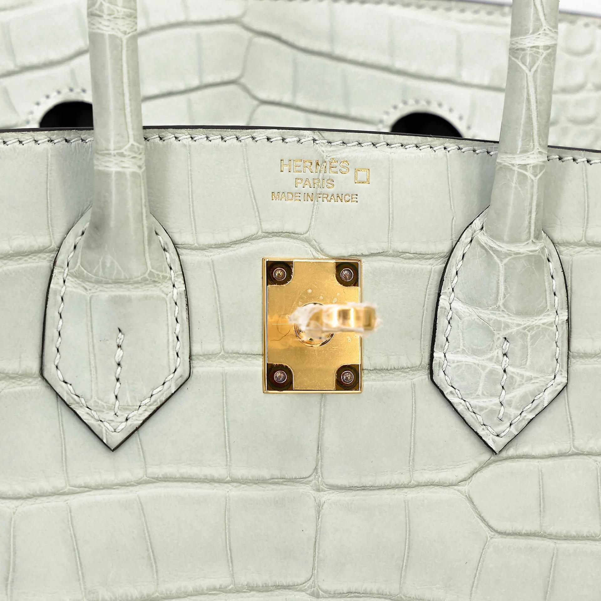Unused ( Rank NS ) HERMÈS Birkin 25 Gris Neve (0W) Matte Alligator Gold hardware B (2023) - 10