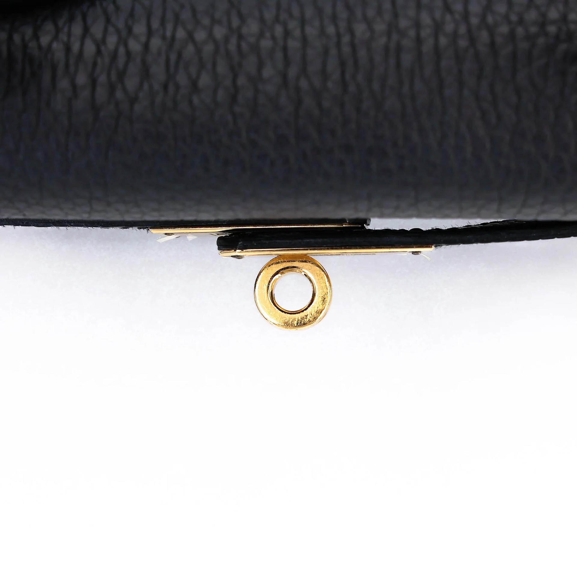 Excellent ( Rank SA ) HERMÈS Kelly 25 Touch Noir (89) Togo Lizard Permabrass hardware Z (2021) - 13