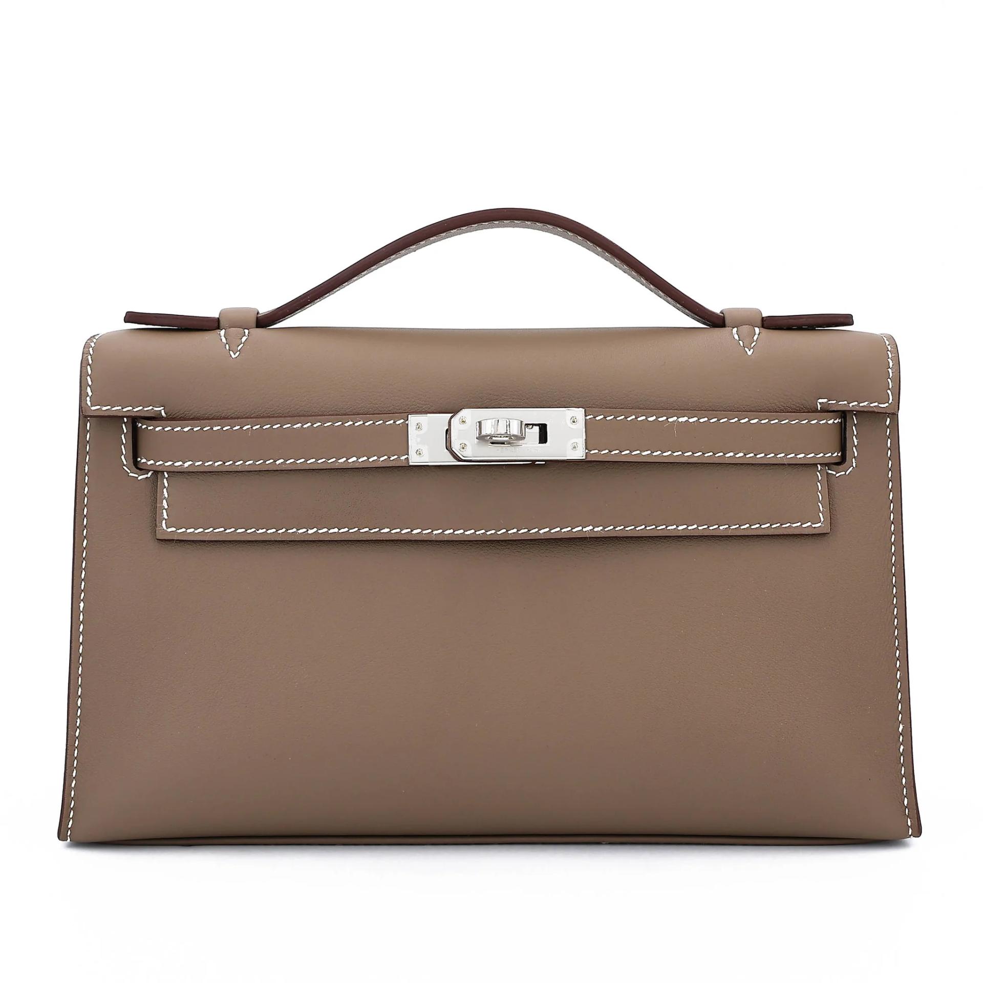 ランク N 新品 HERMÈS エルメス ポシェットケリー エトゥープ (18) スイフト シルバー金具 G刻印 (2026) - 1