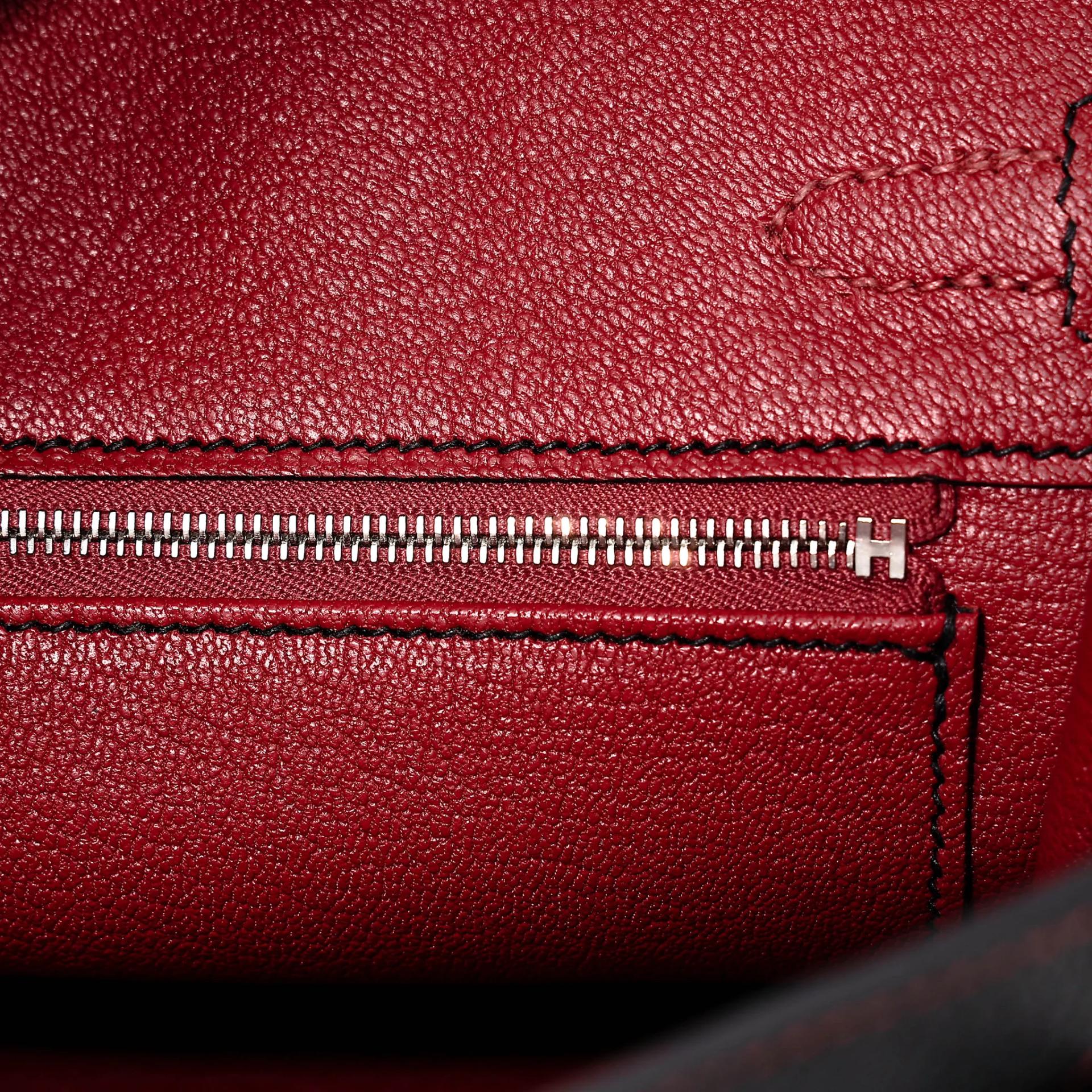 Unused ( Rank NS ) HERMÈS Special Order Birkin 25 HSS Noir (89) Rouge Grenat (K1) Togo Brushed Palladium A (2017) - 11