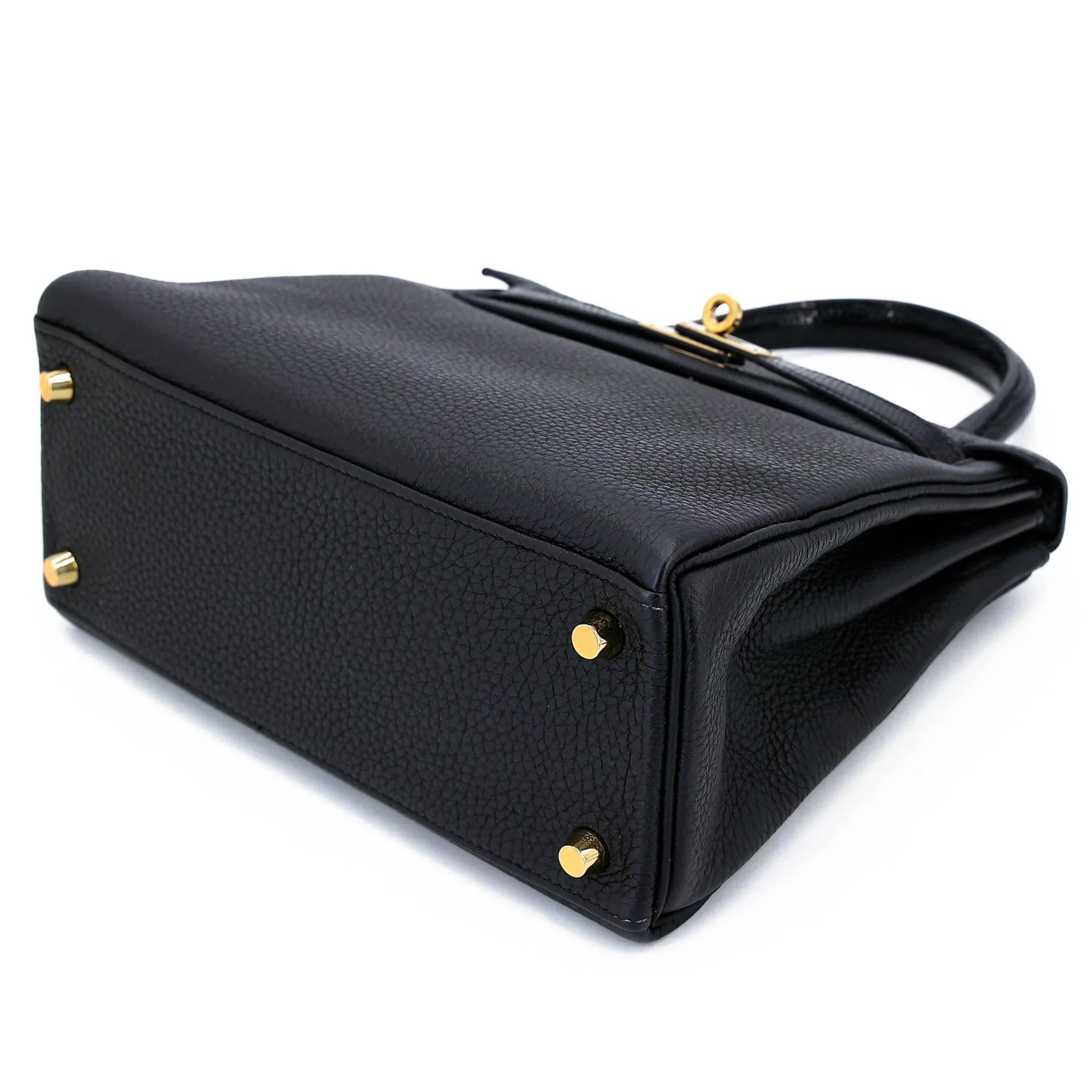 Excellent ( Rank SA ) HERMÈS Kelly 25 Touch Noir (89) Togo Lizard Permabrass hardware Z (2021) - 4