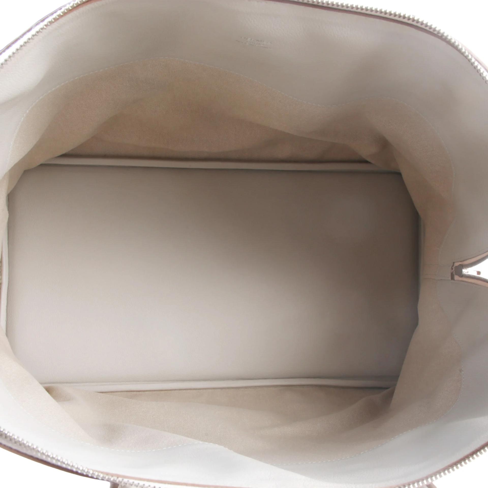 Very Good ( Rank A) HERMÈS Limited Edition Bolide 45 Gris Perle (80) Rouge Casaque (Q5) Evercolor Palladium hardware C (2018) - 11